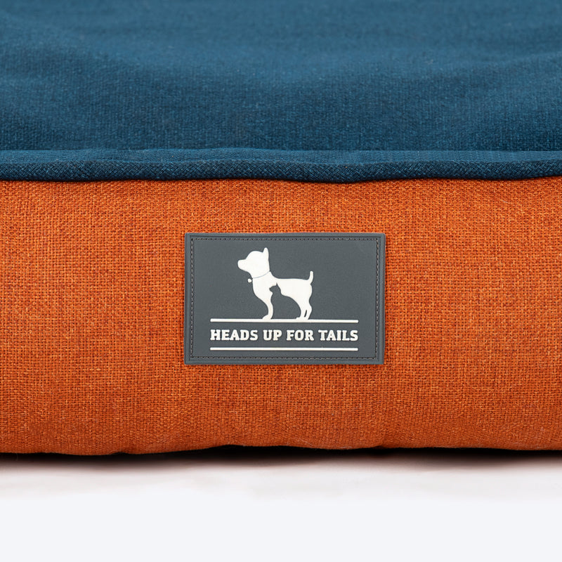 HUFT Rustic Retreat Dog Bed - Rust & Navy - Heads Up For Tails