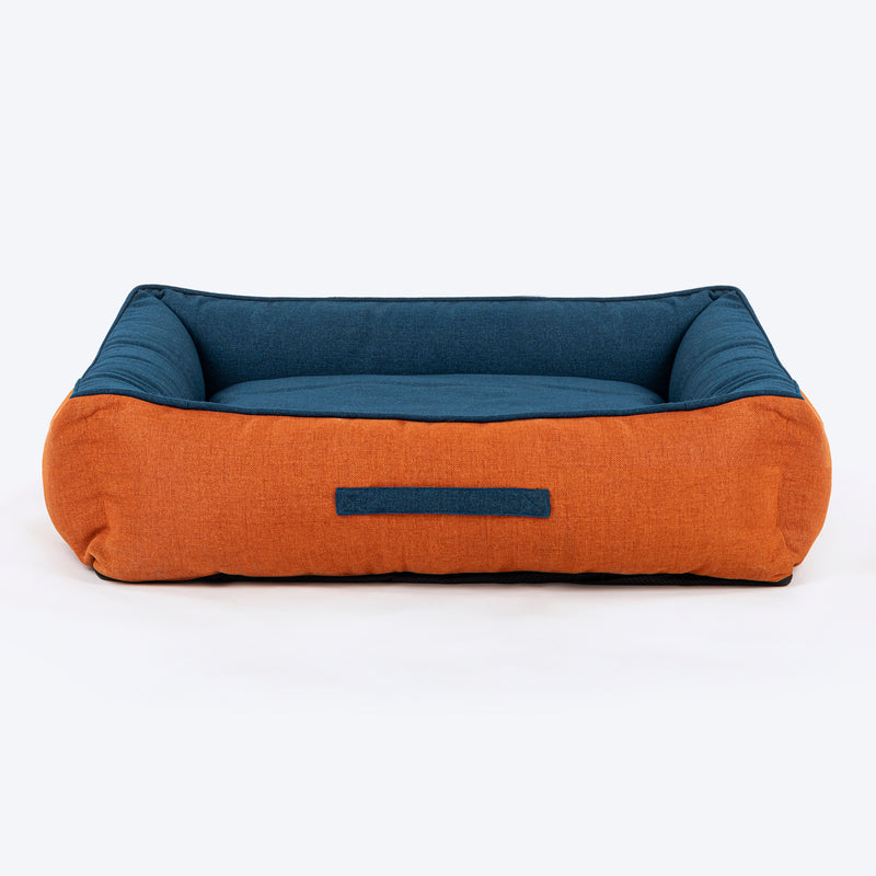 HUFT Rustic Retreat Dog Bed - Rust & Navy - Heads Up For Tails