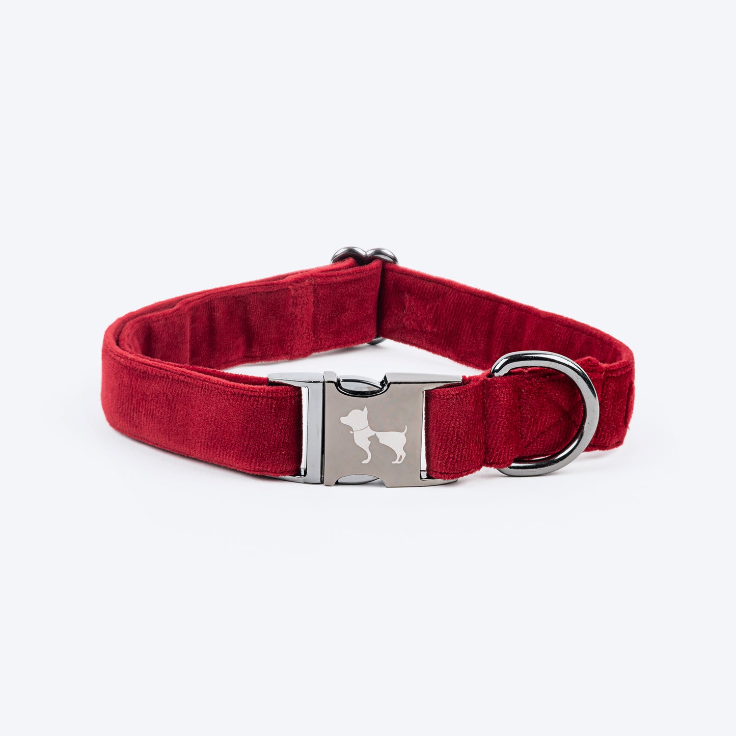 HUFT Personalised Luxe Velvet Bling Fabric Collar With Bow Tie For Dog - Maroon - Heads Up For Tails