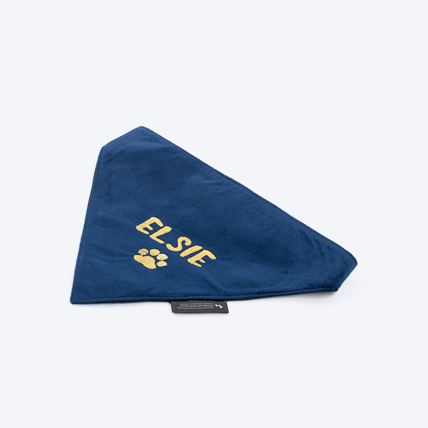 HUFT Personalised Luxe Velvet Bandana For Dog - Navy Blue_04