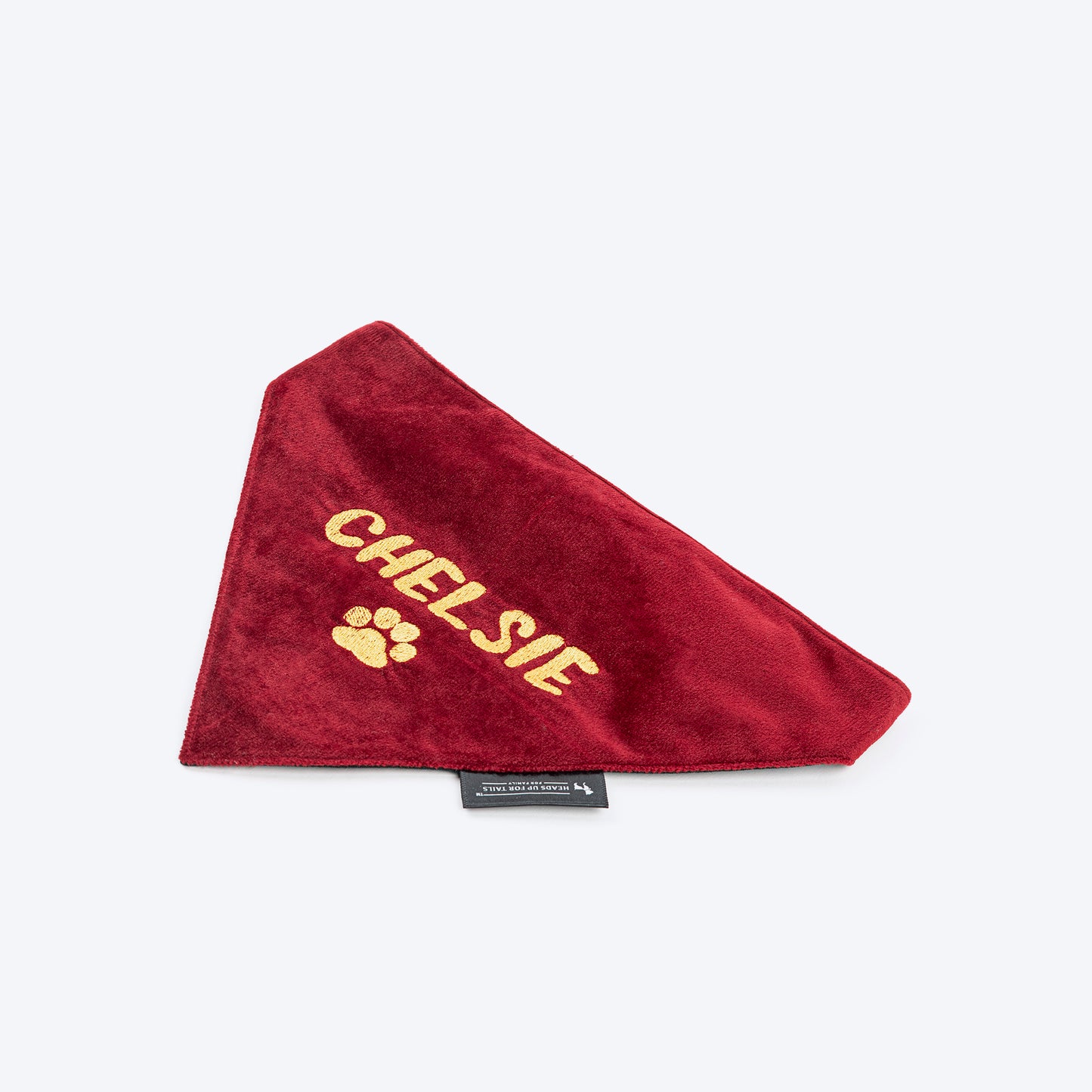 HUFT Personalised Luxe Velvet Bandana For Dog - Maroon_03