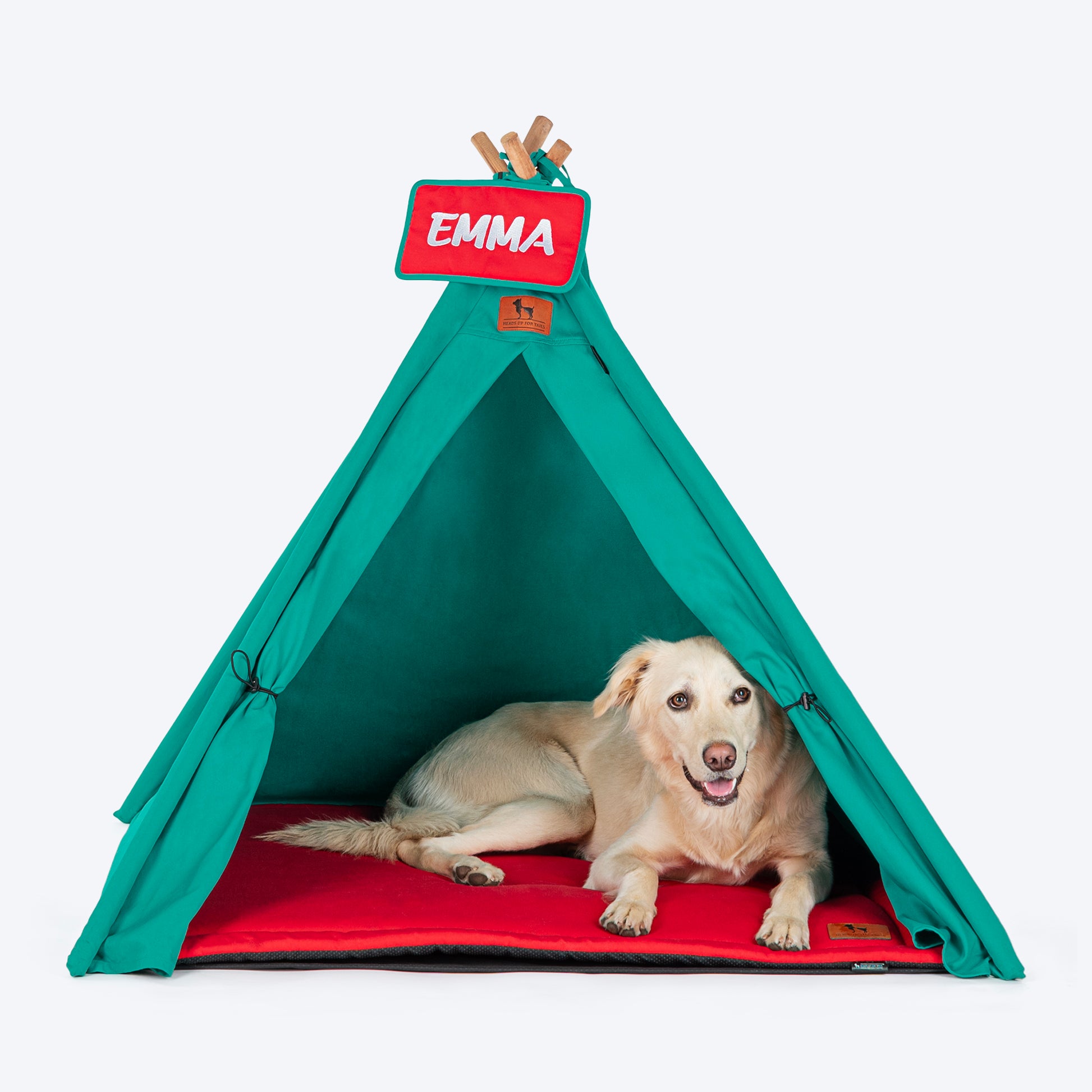 HUFT Personalised Teepee Tent For Dogs and Cats - Dynasty Green & Red - Heads Up For Tails