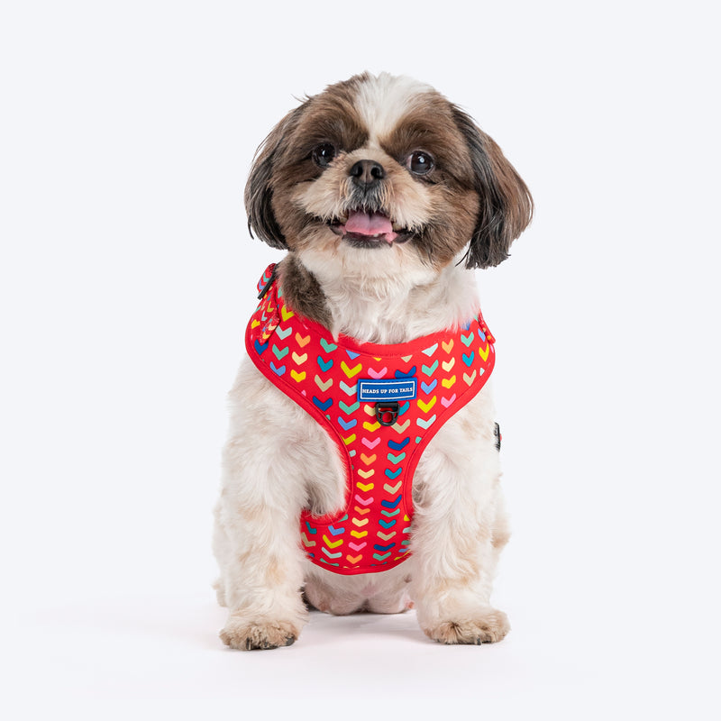HUFT Heart to Heart Adjustable Harness For Dog - Red - Heads Up For Tails