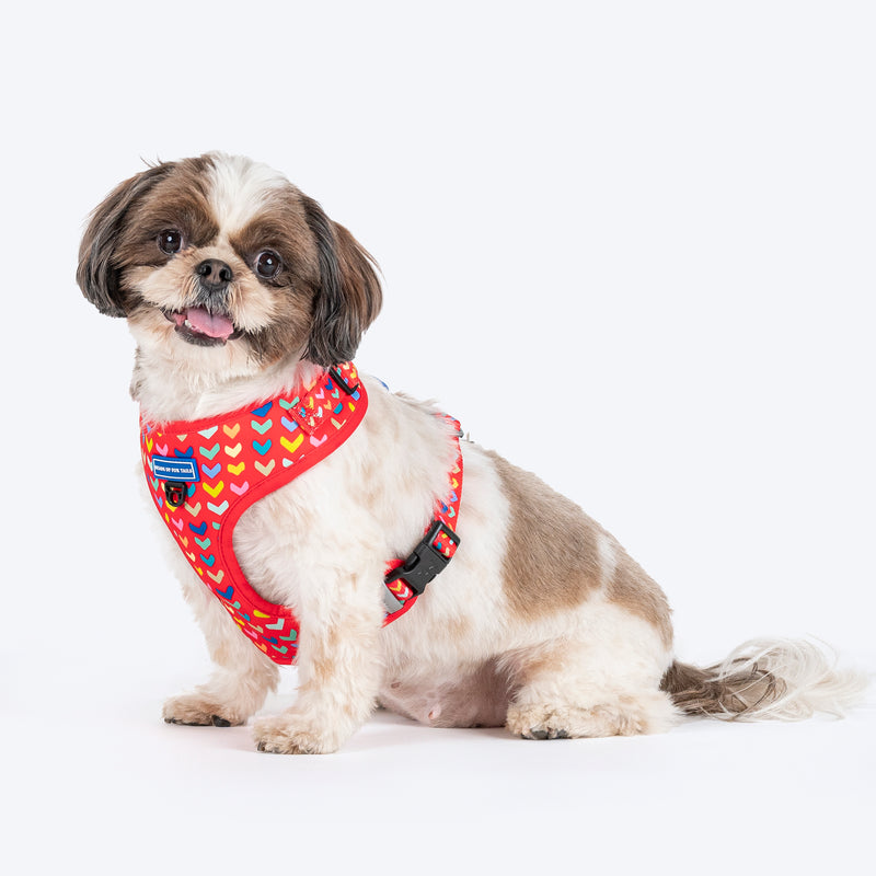 HUFT Heart to Heart Adjustable Harness For Dog - Red - Heads Up For Tails