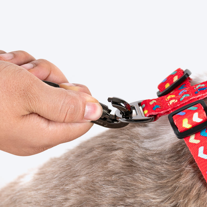 HUFT Heart to Heart Adjustable Harness For Dog - Red - Heads Up For Tails