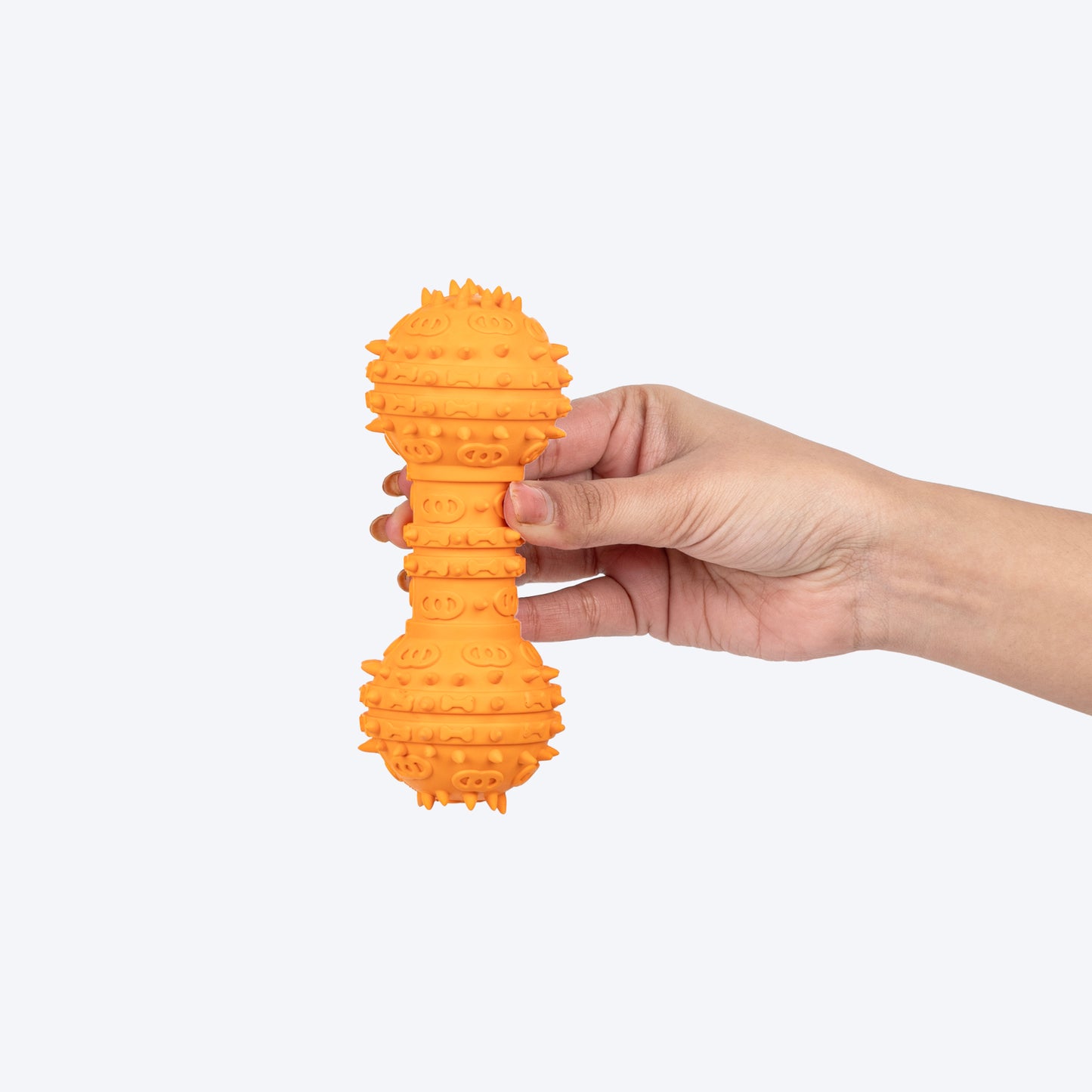 TLC Spiky Dumbbell Squeaky Chew Toy For Dog - Orange - Heads Up For Tails