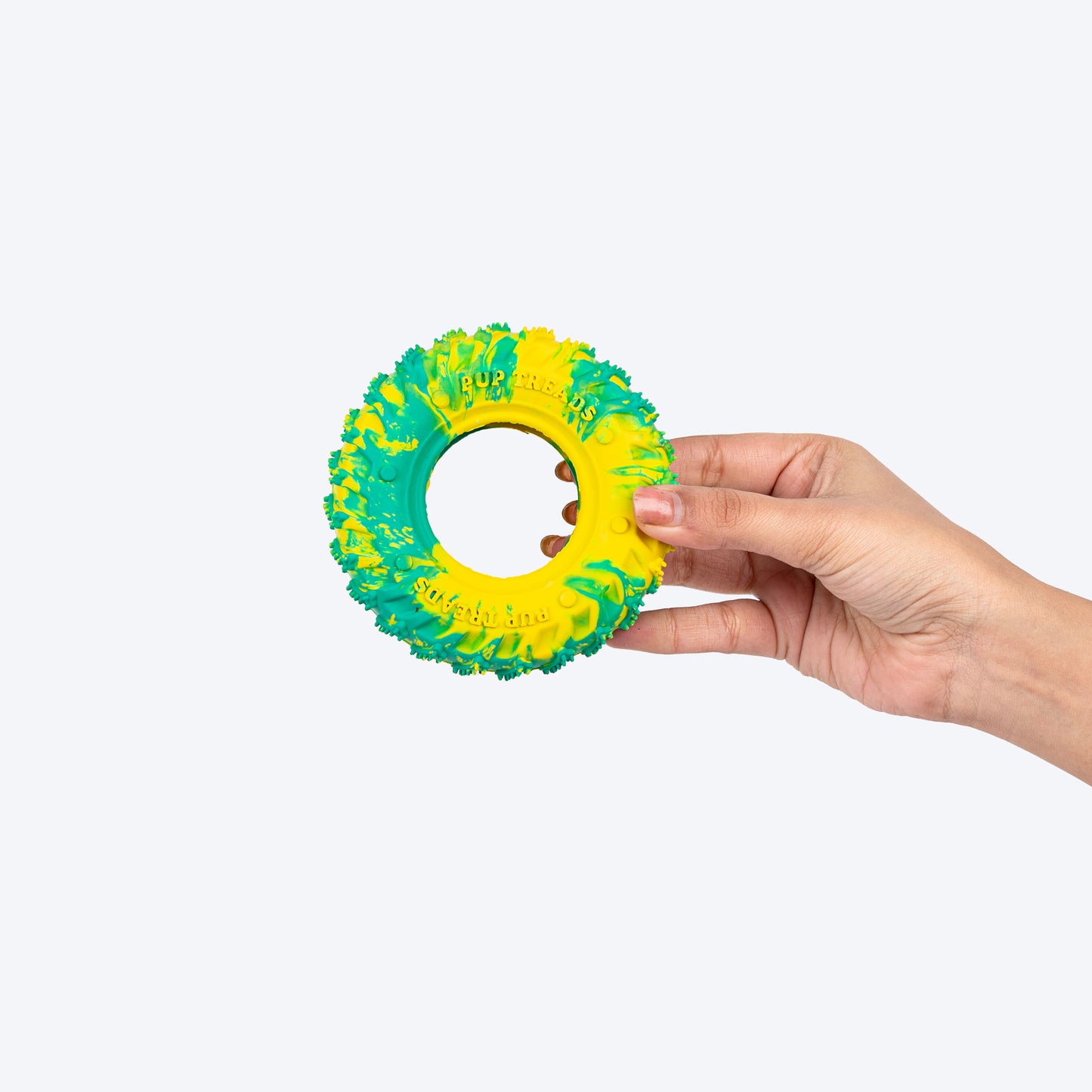 HUFT Chewtastic Woofy Wheelie Chew Toy For Dog - Green & Yellow - Heads Up For Tails