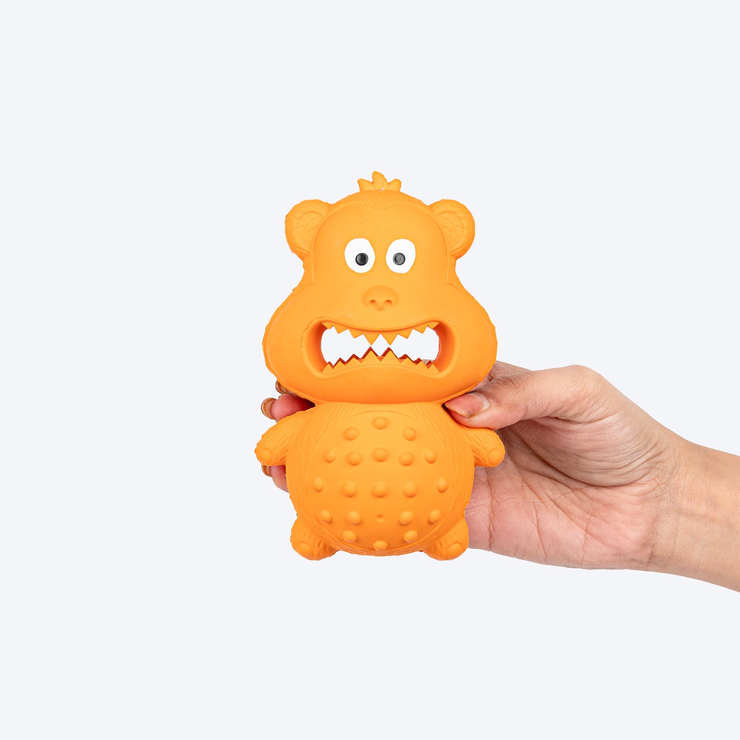 HUFT Yappie Monkie Squeaky Chew Toy For Dog - Orange - Heads Up For Tails