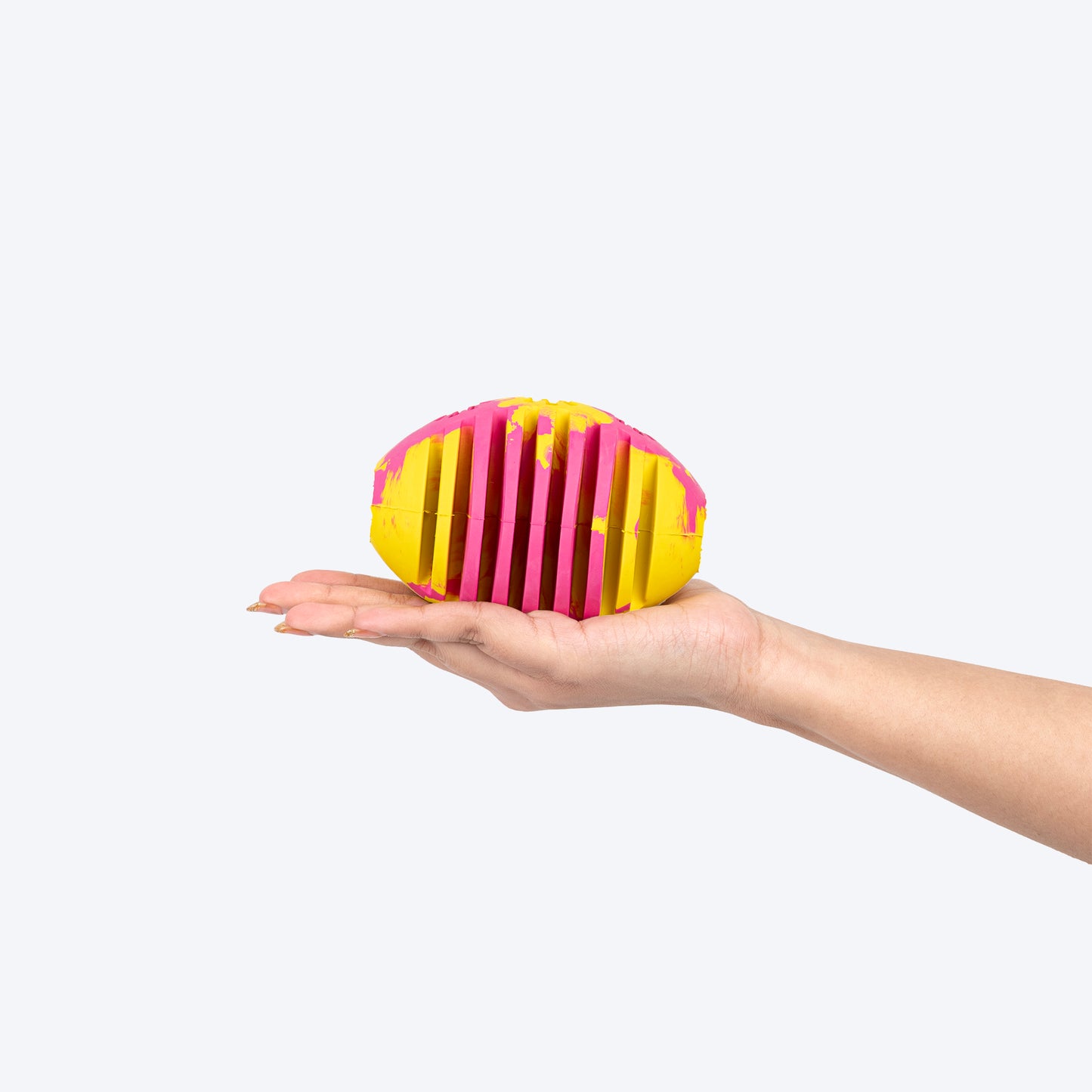 HUFT Ruff Rugby Ball Chew Toy For Dog - Pink & Yellow - Heads Up For Tails