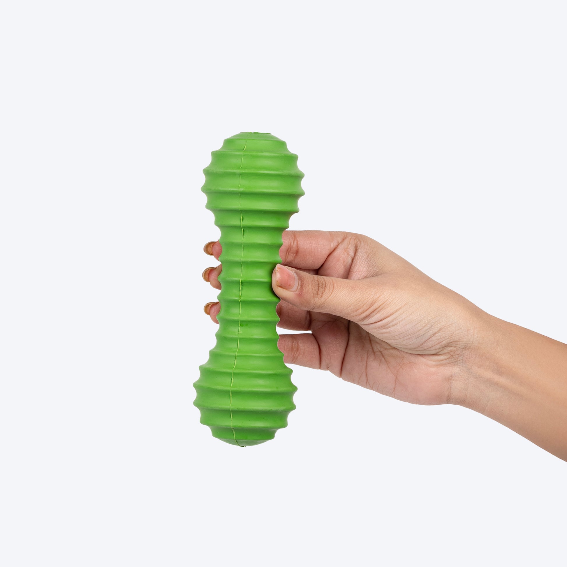 TLC Stripe Textured Dumbbell Squeaky Chew Toy For Dog - Green - Heads Up For Tails