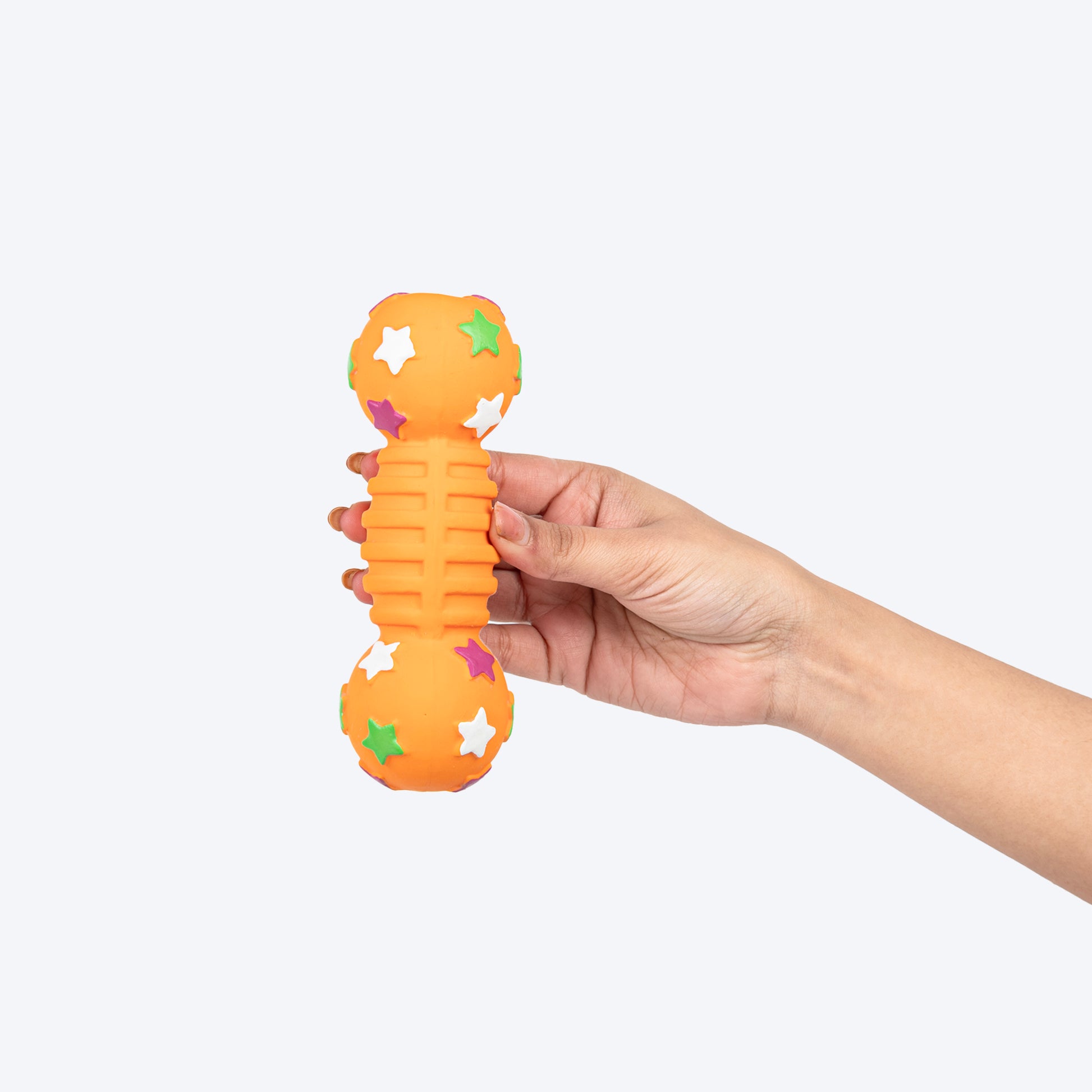 TLC Stary Dumbbell Squeaky Chew Toy For Dog - Orange - Heads Up For Tails