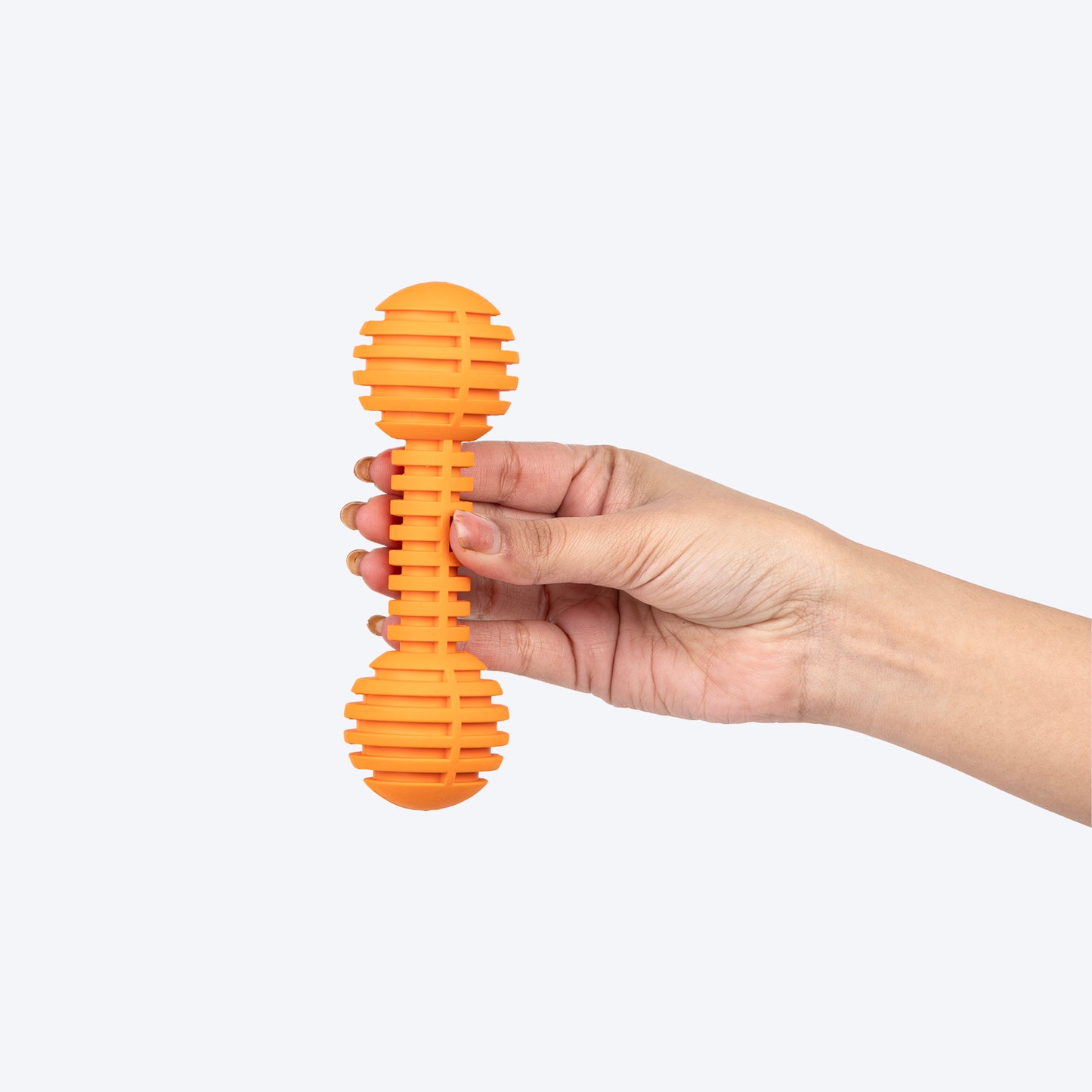 TLC Stripe Textured Dumbbell Chew Toy For Dog - Orange - Heads Up For Tails