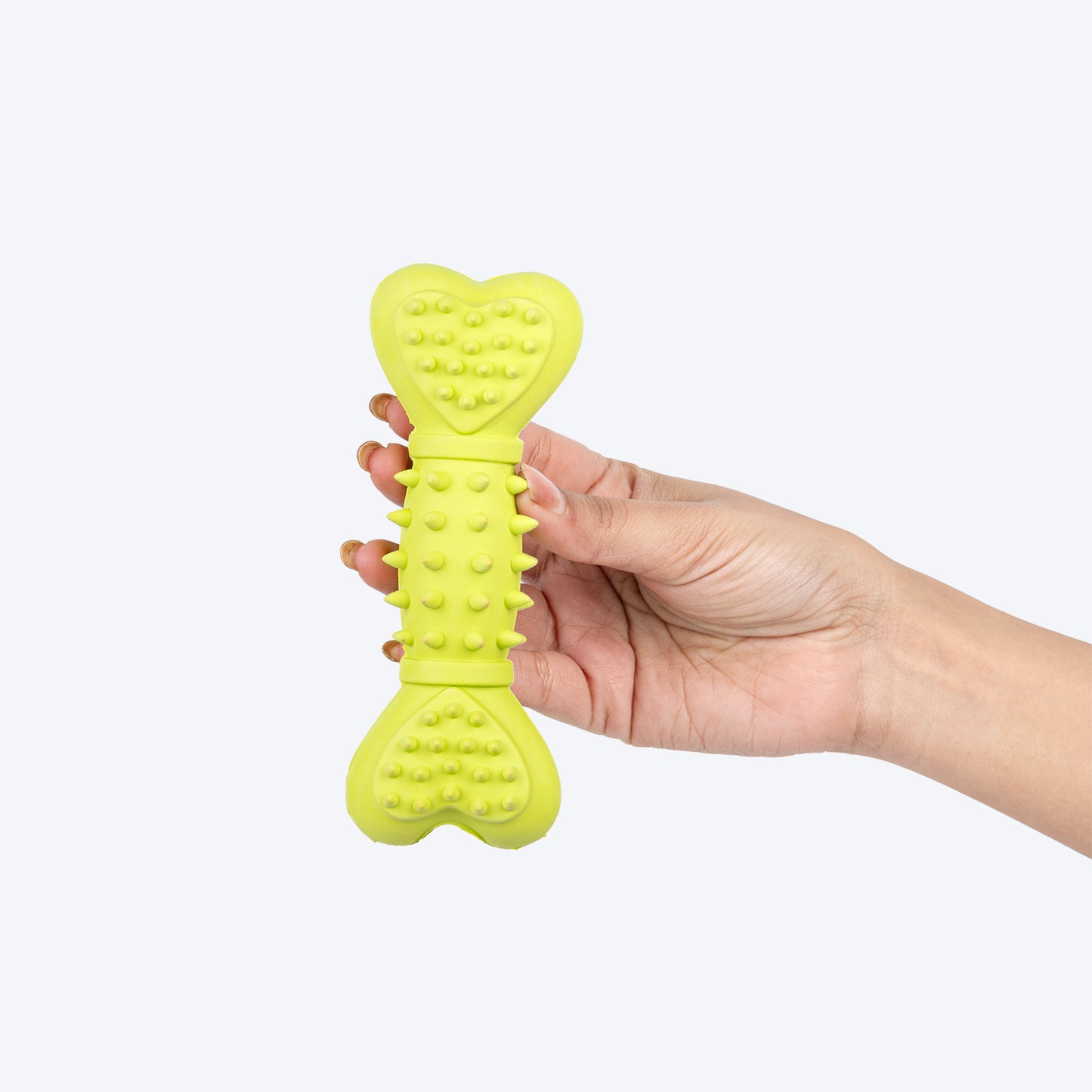 TLC Spiky Heart Bone Squeaky Chew Toy For Dog - Green - Heads Up For Tails