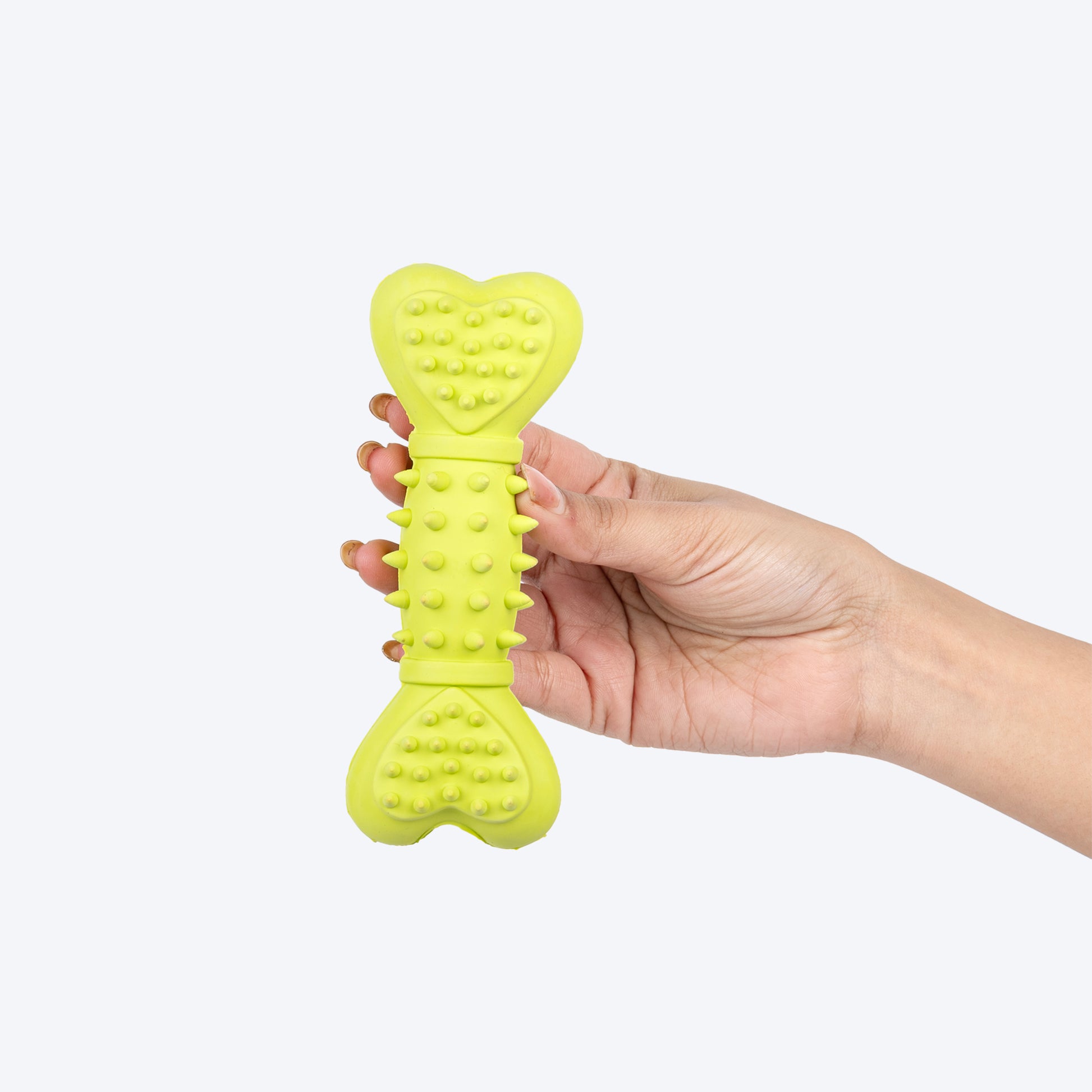 TLC Spiky Heart Bone Squeaky Chew Toy For Dog - Green - Heads Up For Tails