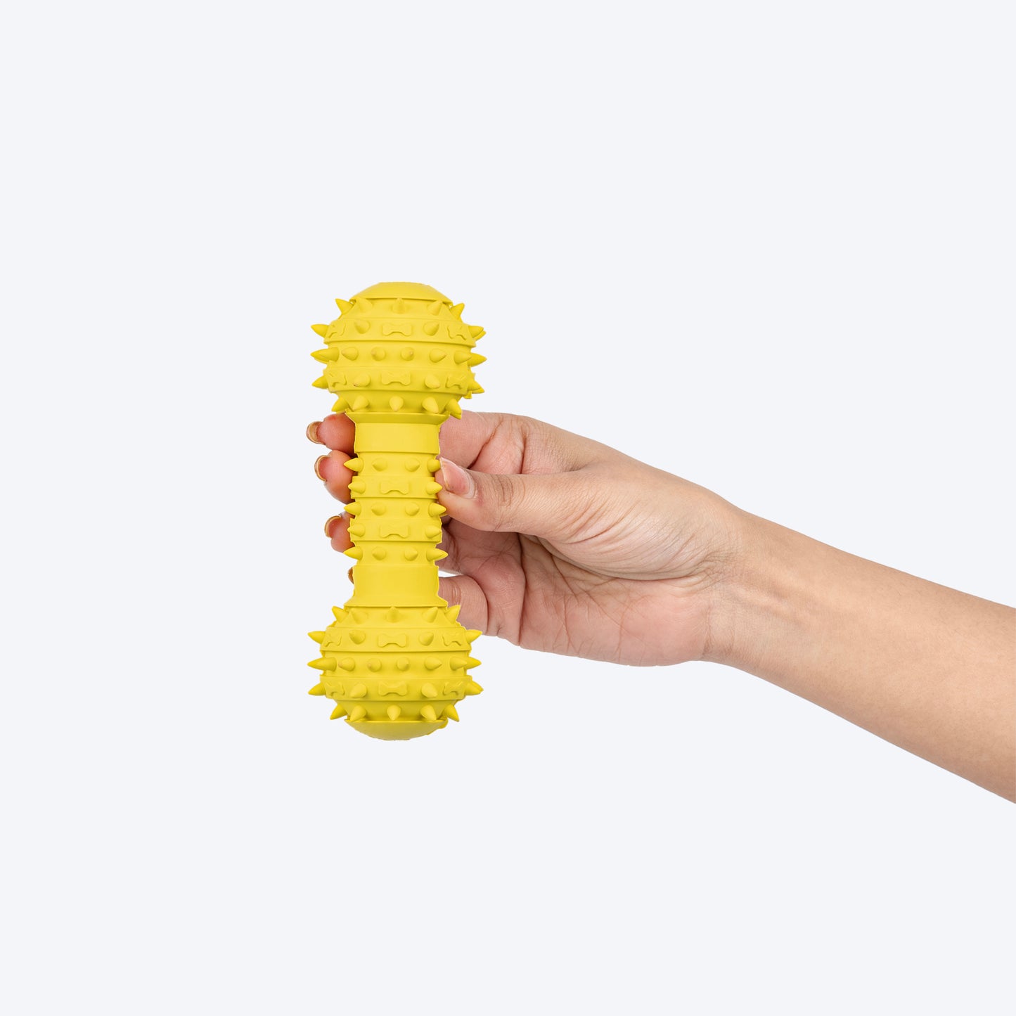TLC Spiky Dumbbell Squeaky Chew Toy For Dog - Yellow - Heads Up For Tails