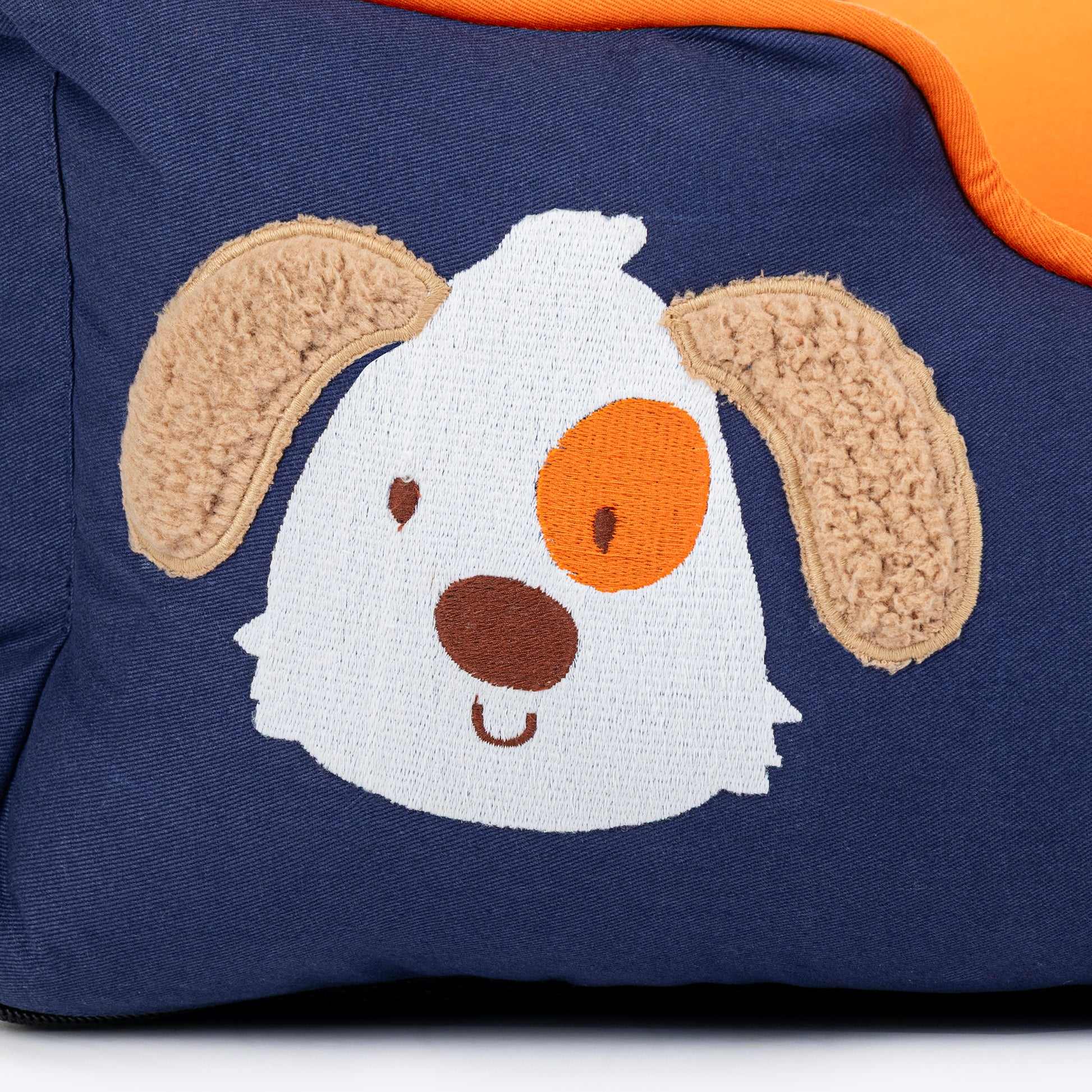 HUFT Woofie Classic Lounger Bed For Dog - Blue & Orange - Heads Up For Tails