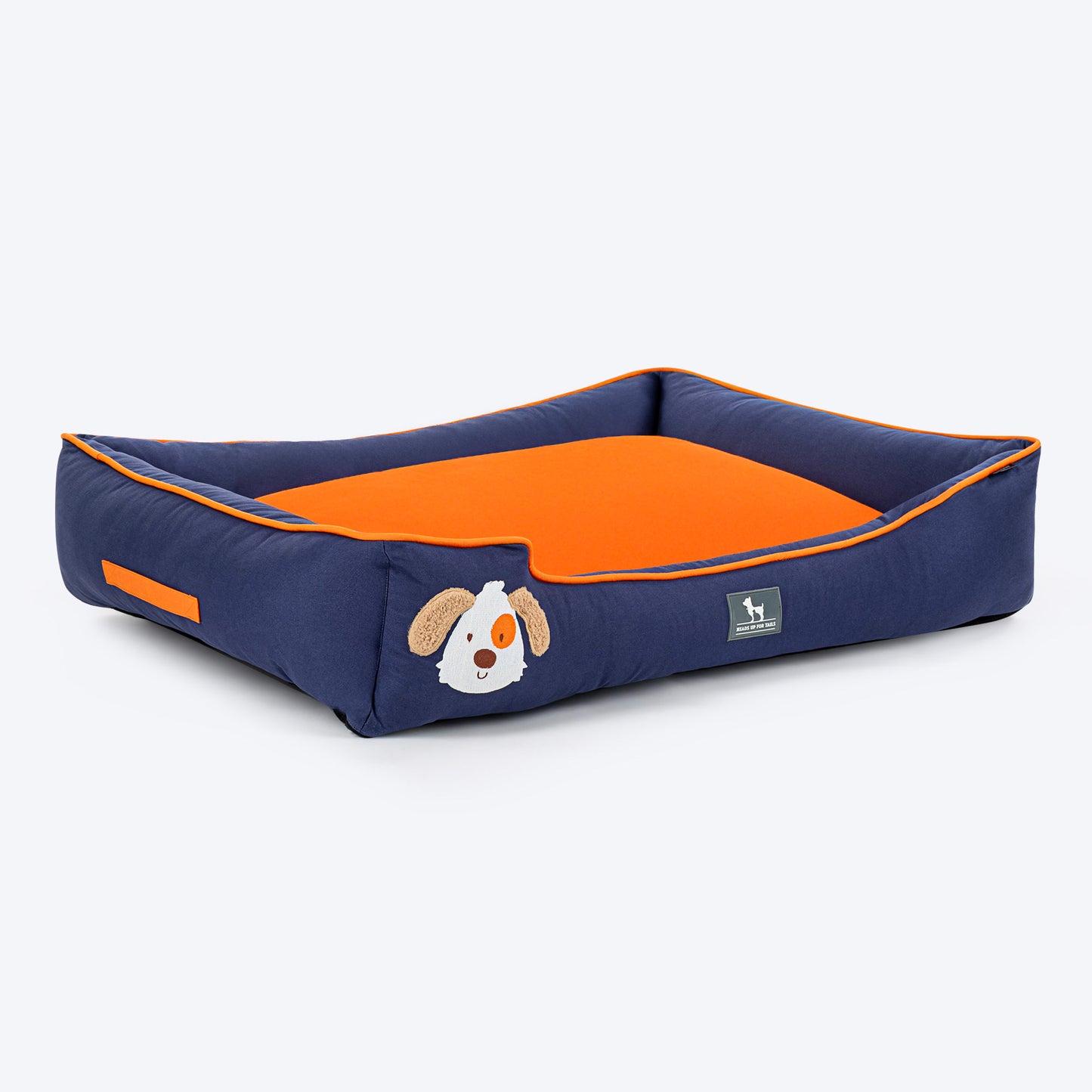 HUFT Woofie Classic Lounger Bed For Dog - Blue & Orange - Heads Up For Tails