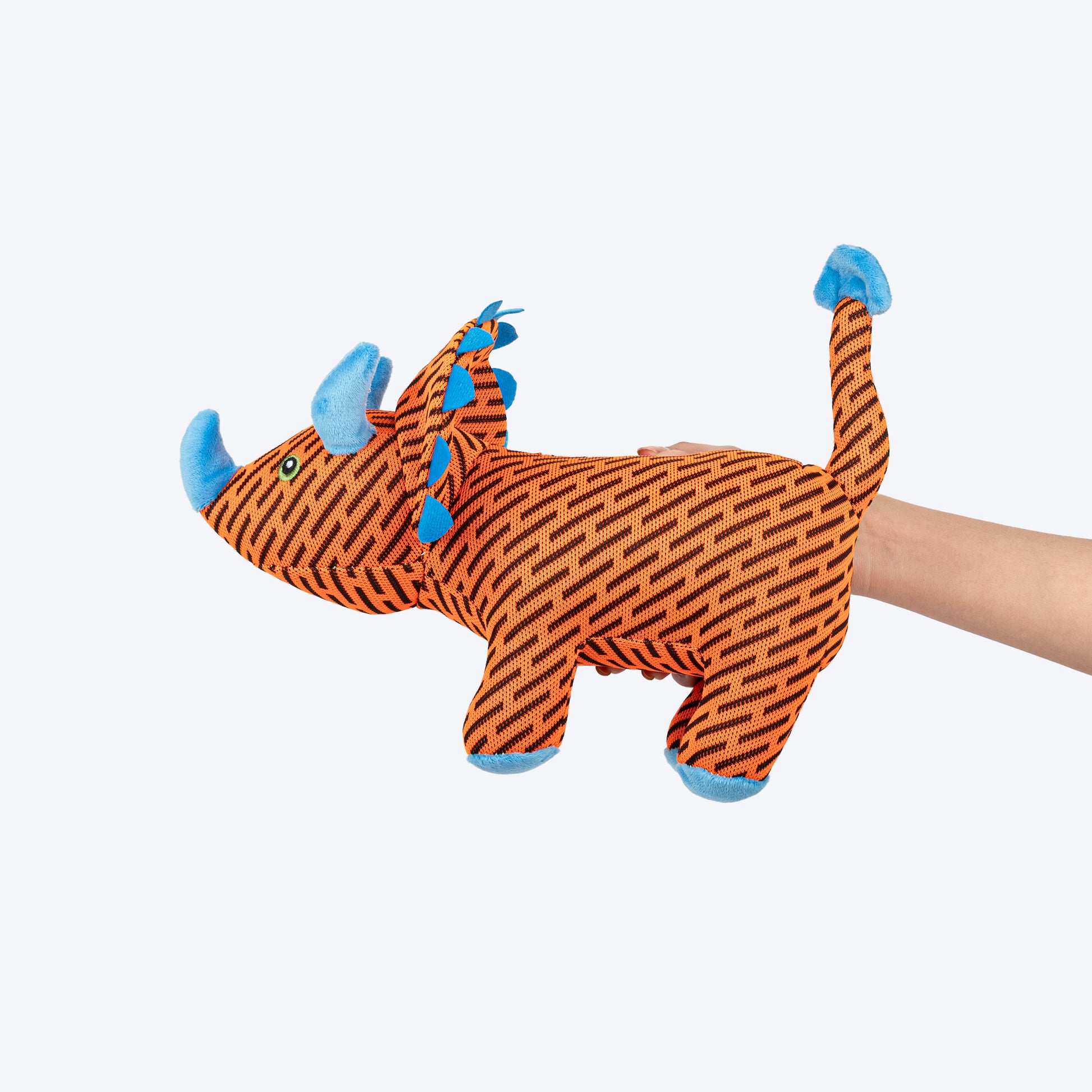 HUFT Wagosaurus Squeaky Plush Toy For Dog - Orange - Heads Up For Tails
