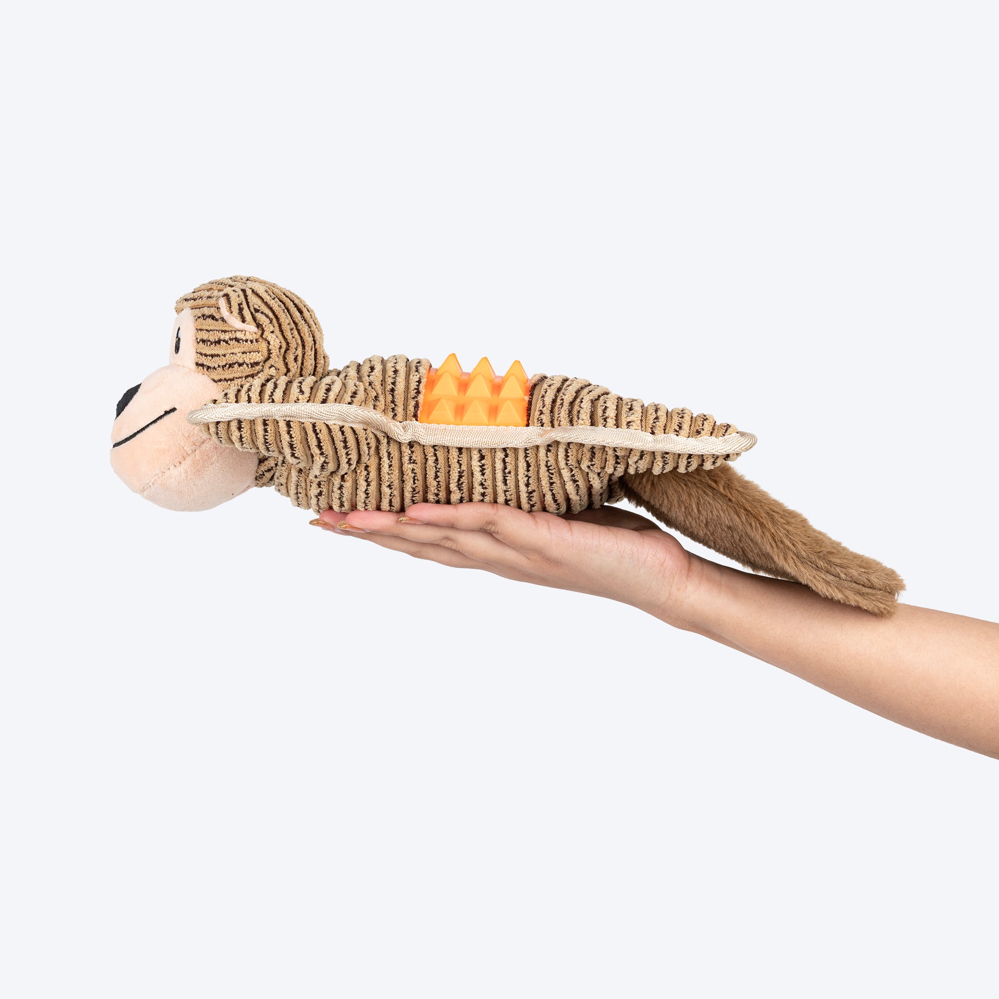 HUFT Chimpster Chew & Cuddle Squeaky Plush Toy For Dog - Tan - Heads Up For Tails