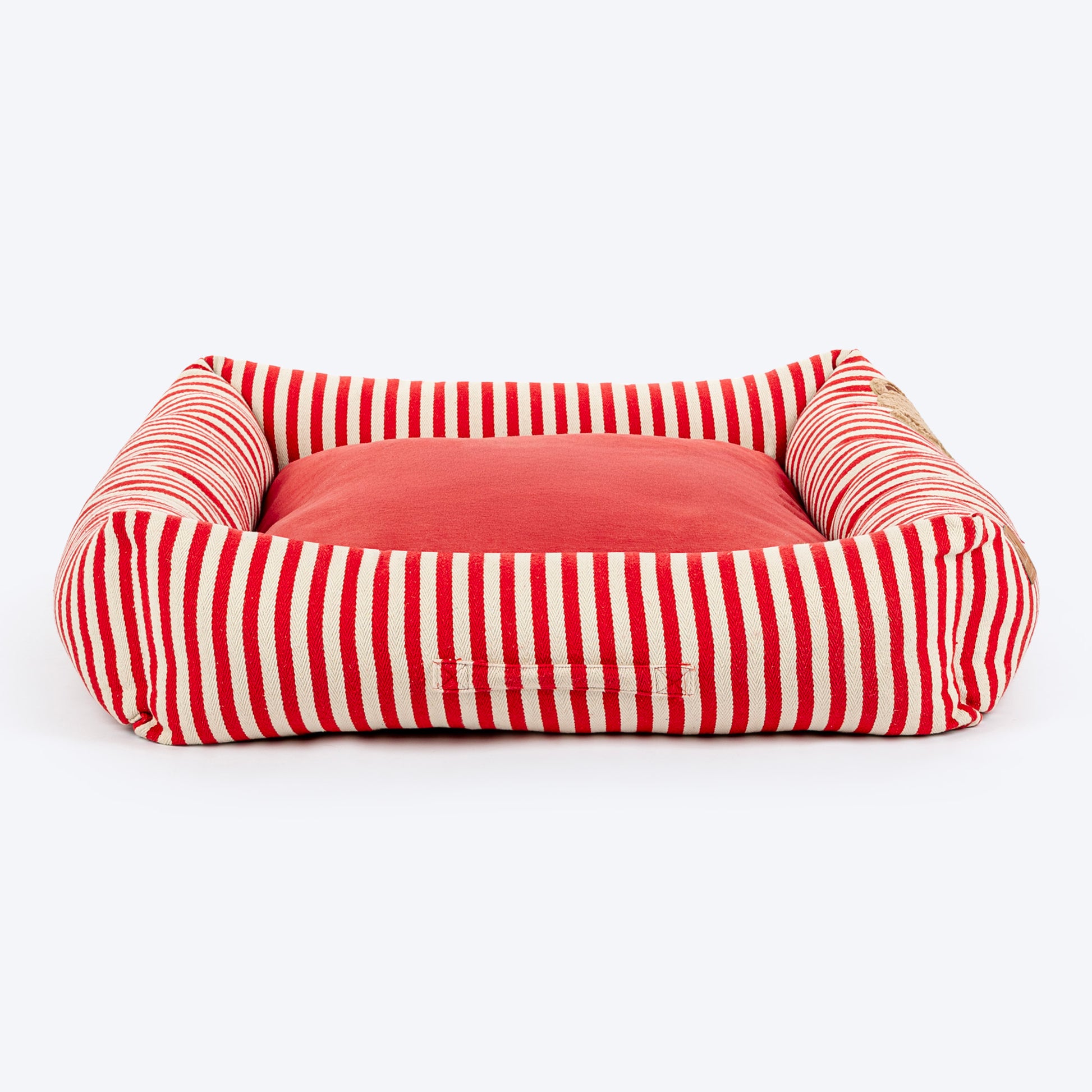 HUFT Bear Stripes Lounger Bed For Dog - Red & Ivory - Heads Up For Tails