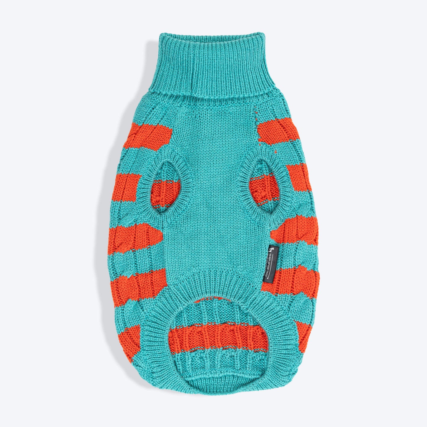 HUFT Snug Stripes Sweater For Cat - Turquoise & Orange_04