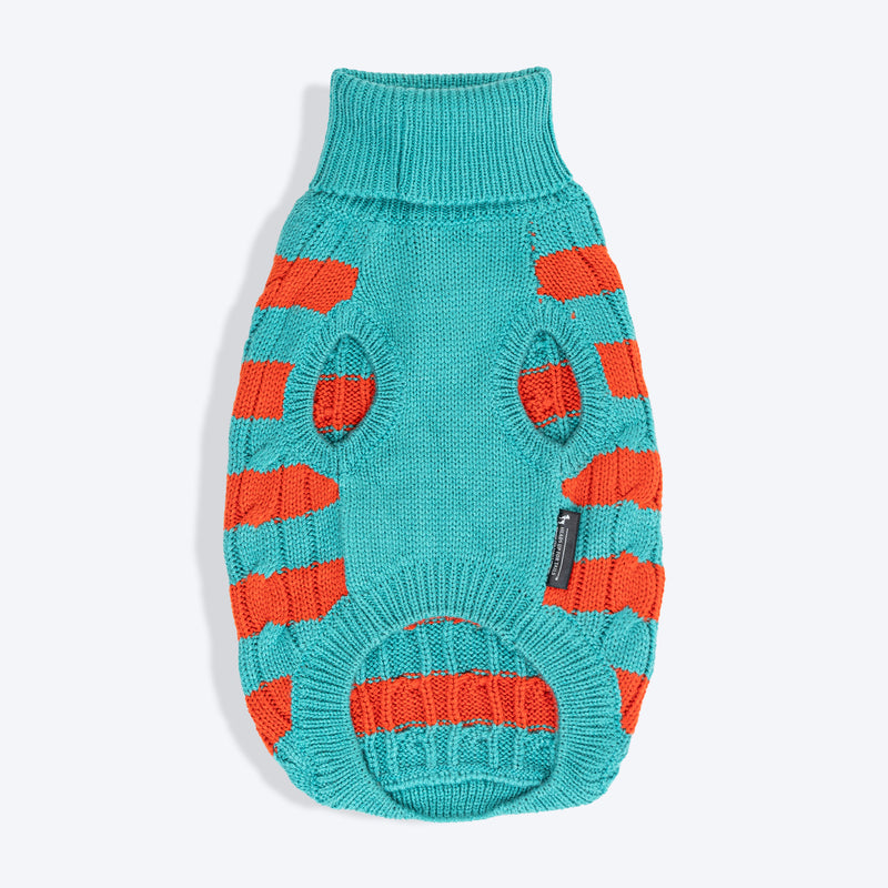 HUFT Snug Stripes Sweater For Cat - Turquoise & Orange_04