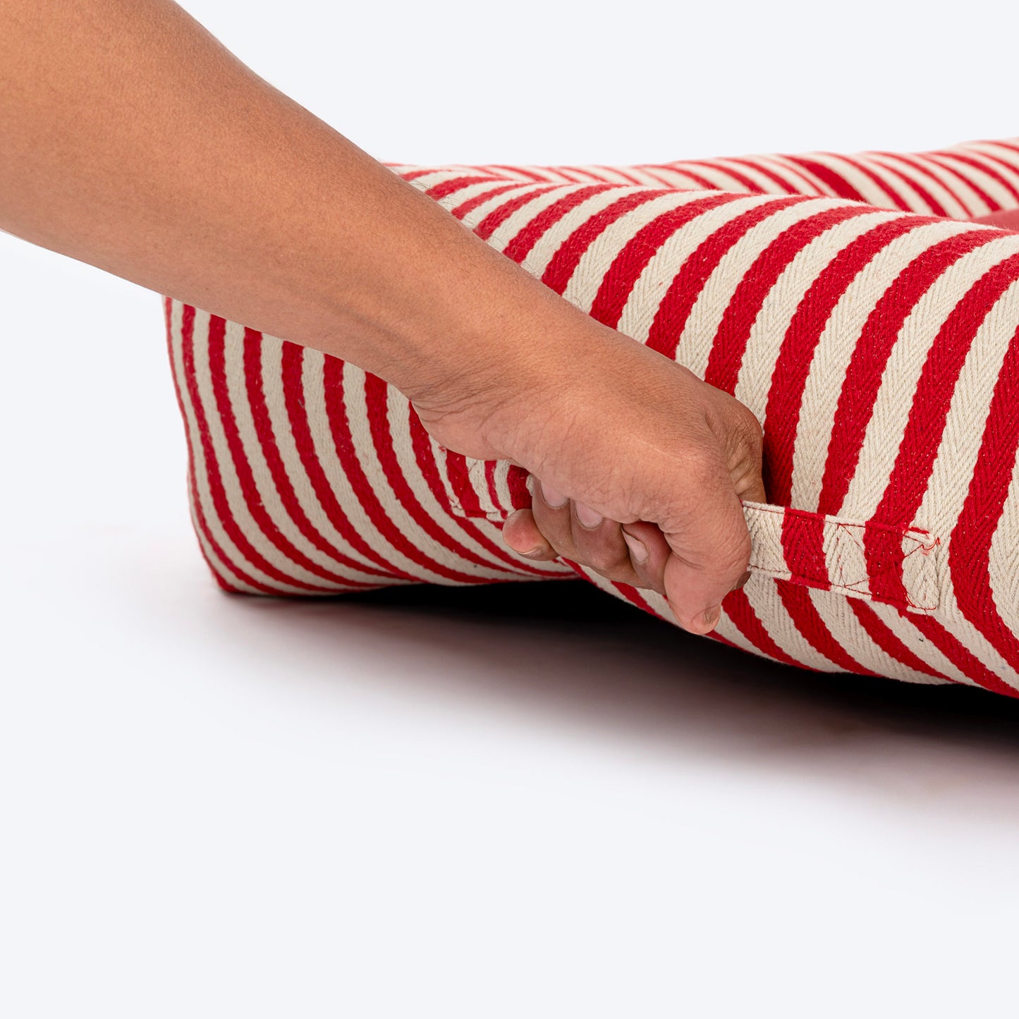 HUFT Bear Stripes Lounger Bed For Dog - Red & Ivory - Heads Up For Tails