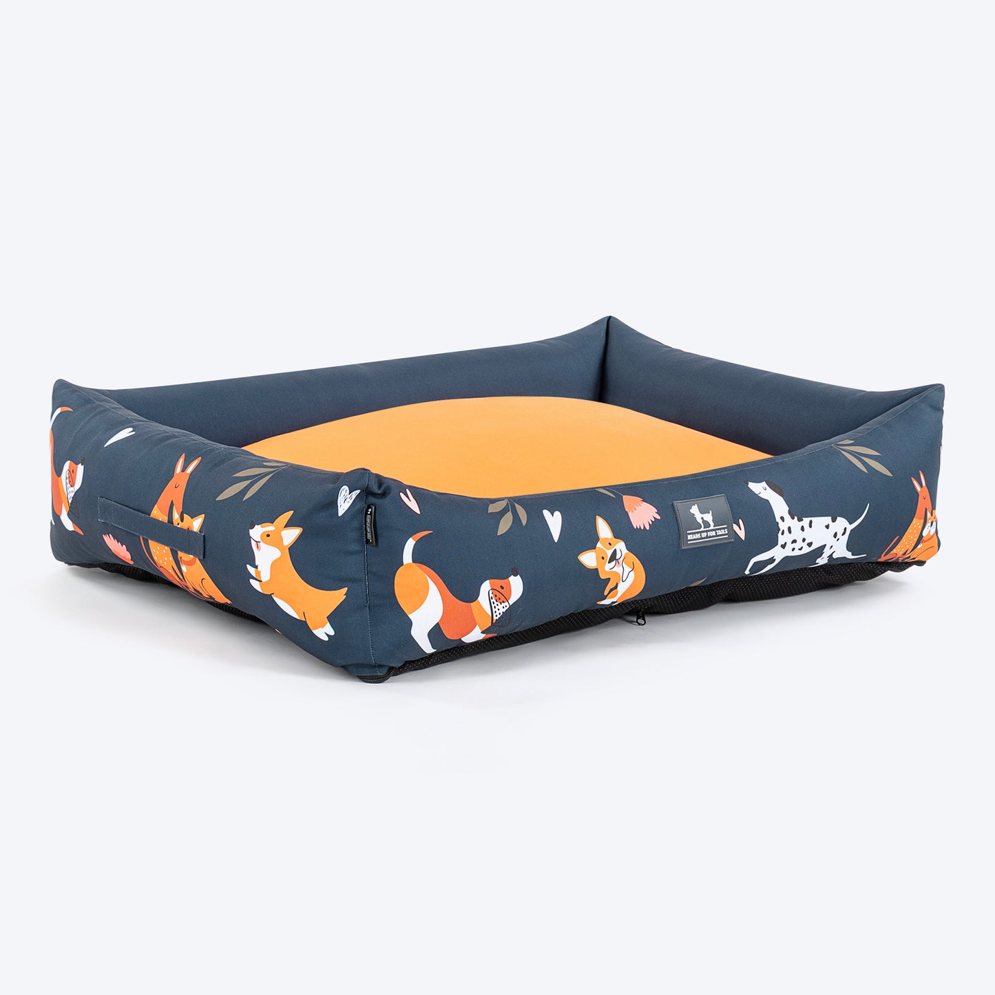HUFT Dogs in Bloom Lounger Bed For Dog - Navy Blue - Heads Up For Tails