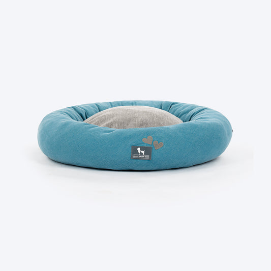HUFT Dreamy Donut Bed For Cat & Puppy - Teal & Grey - Heads Up For Tails
