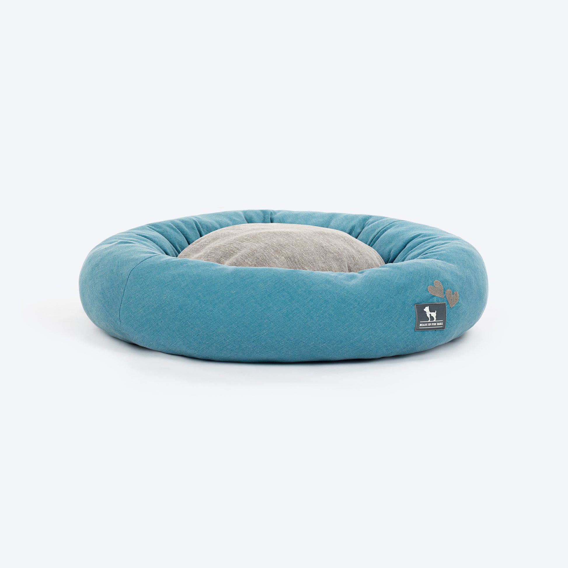 HUFT Dreamy Donut Bed For Cat & Puppy - Teal & Grey - Heads Up For Tails