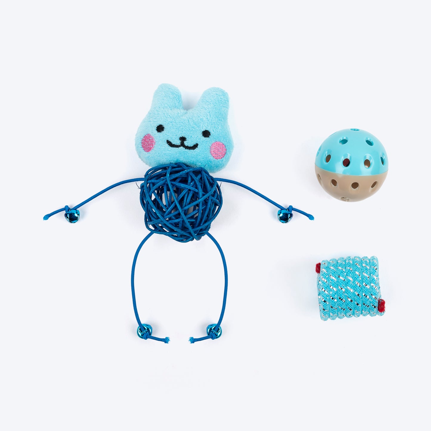 HUFT Furry Frenzy Interactive Toy For Cat - Blue - Set Of 3 - Heads Up For Tails