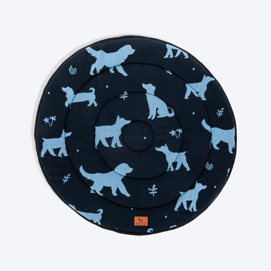 HUFT Shadow Tails Round Mat For Dog - Blue - Heads Up For Tails