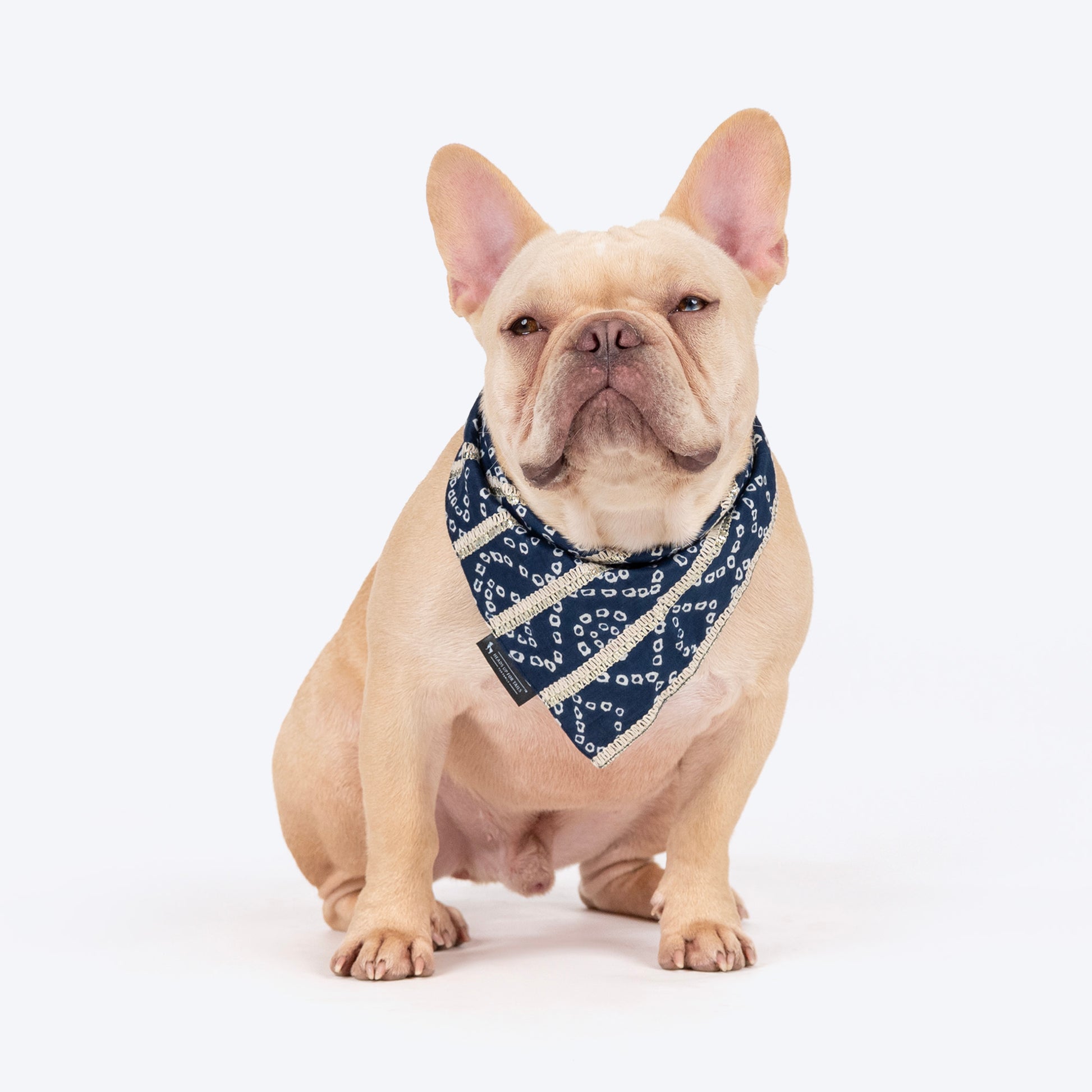 HUFT Bandhani Bandhan Knot Bandana For Dog - Indigo Blue - Heads Up For Tails