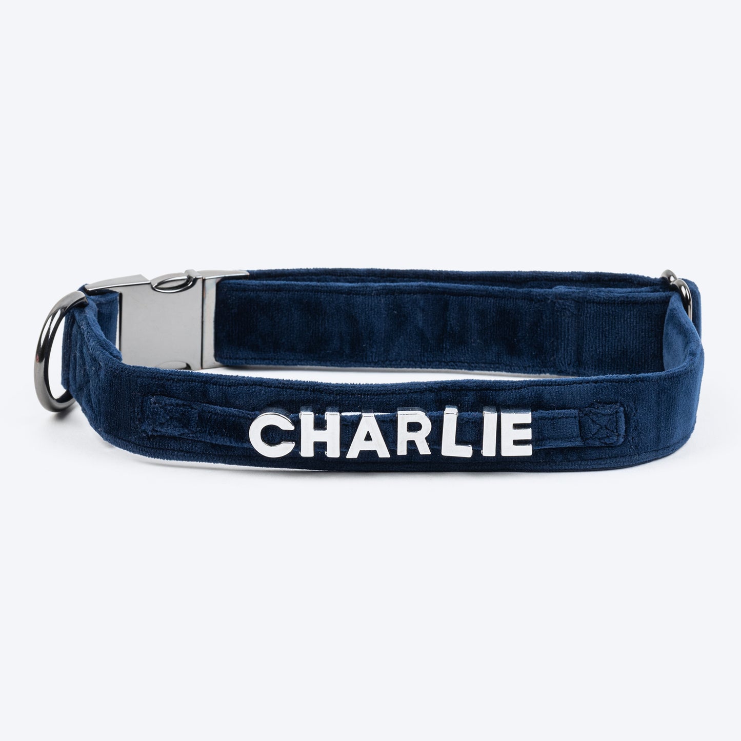 HUFT Personalised Luxe Velvet Fabric Collar With Bow Tie For Dog - Dark Navy - Heads Up For Tails