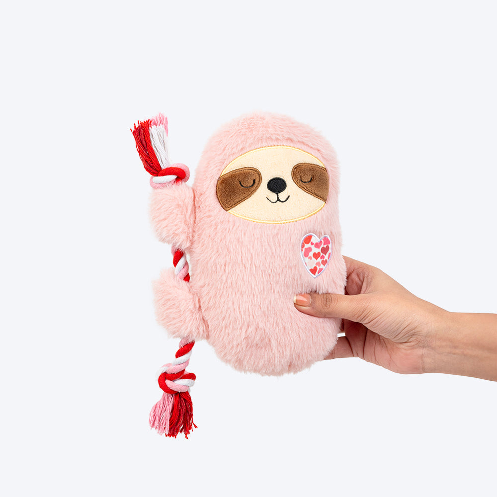 HUFT Lazy Lovebug Squeaky Plush Toy For Dog - Baby Pink - Heads Up For Tails