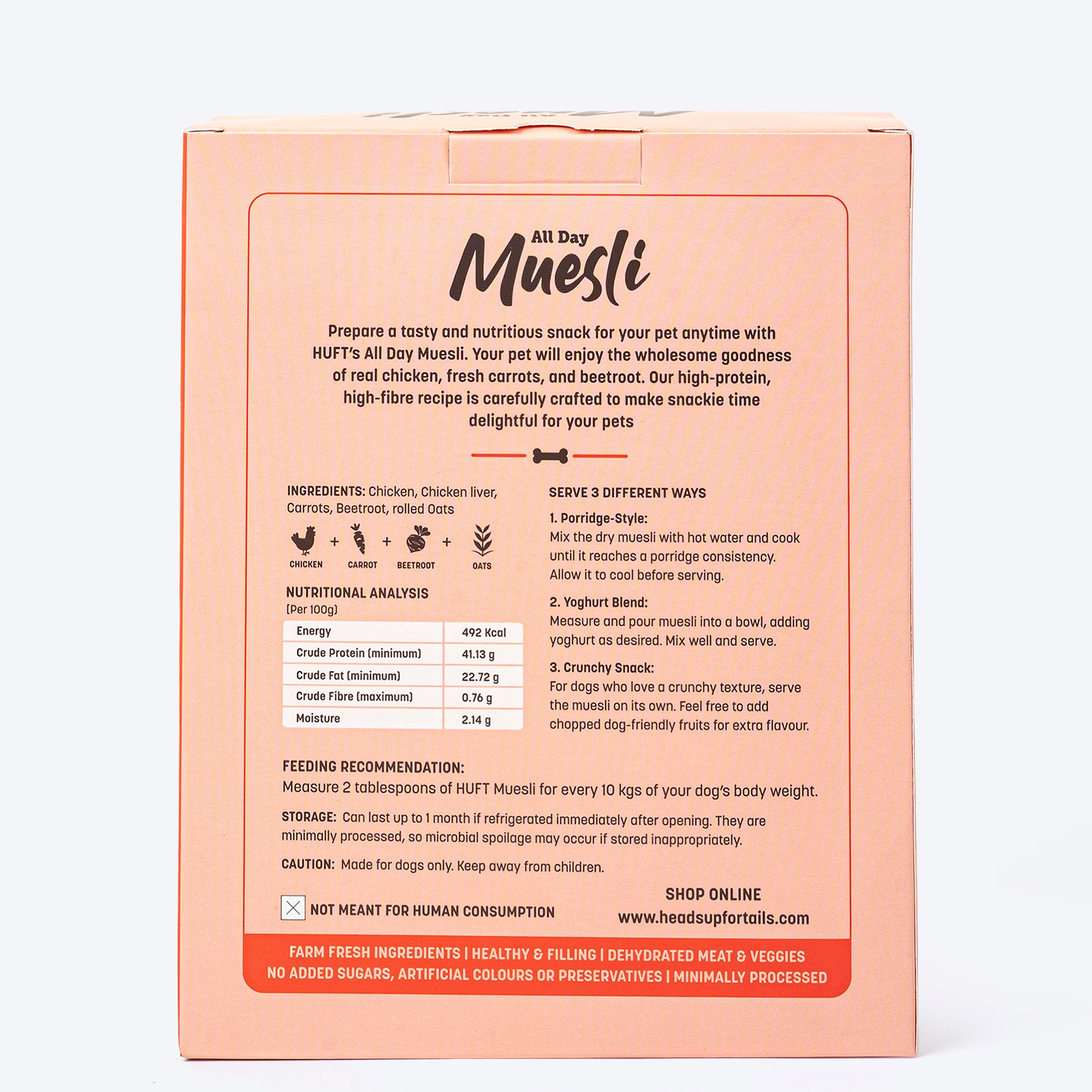 HUFT All Day Muesli with Chicken, Carrots and Beetroot Doggie Treats - 250 g - Heads Up For Tails