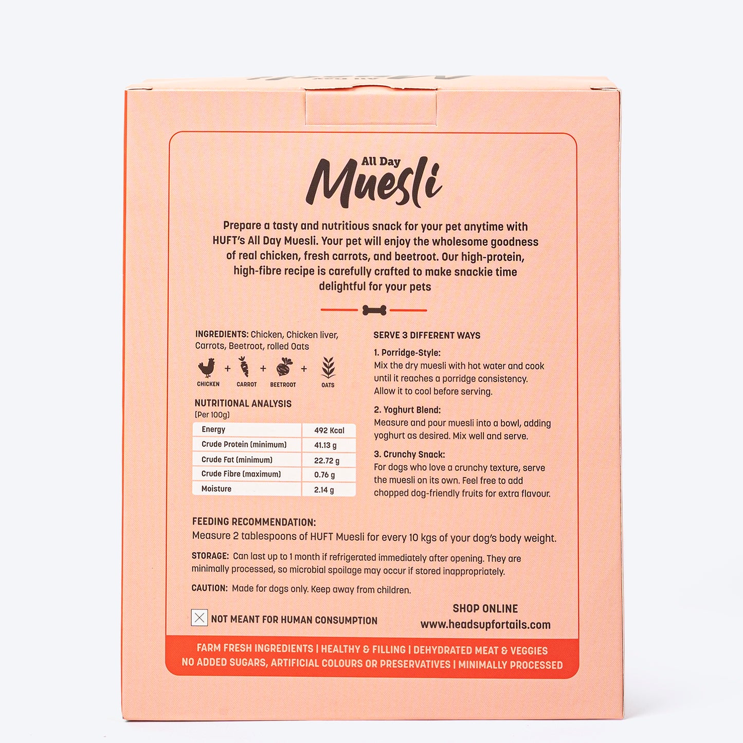 HUFT All Day Muesli with Chicken, Carrots and Beetroot Doggie Treats - 250 g - Heads Up For Tails