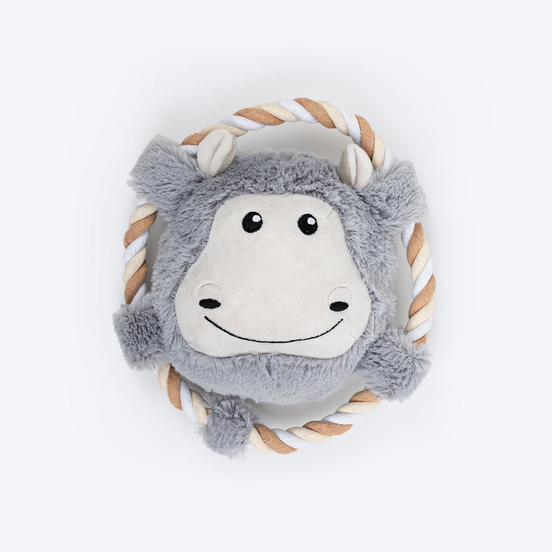 Dash Dog Happy Hippo Squeaky Plush Toy For Dog - Grey - Heads Up For Tails