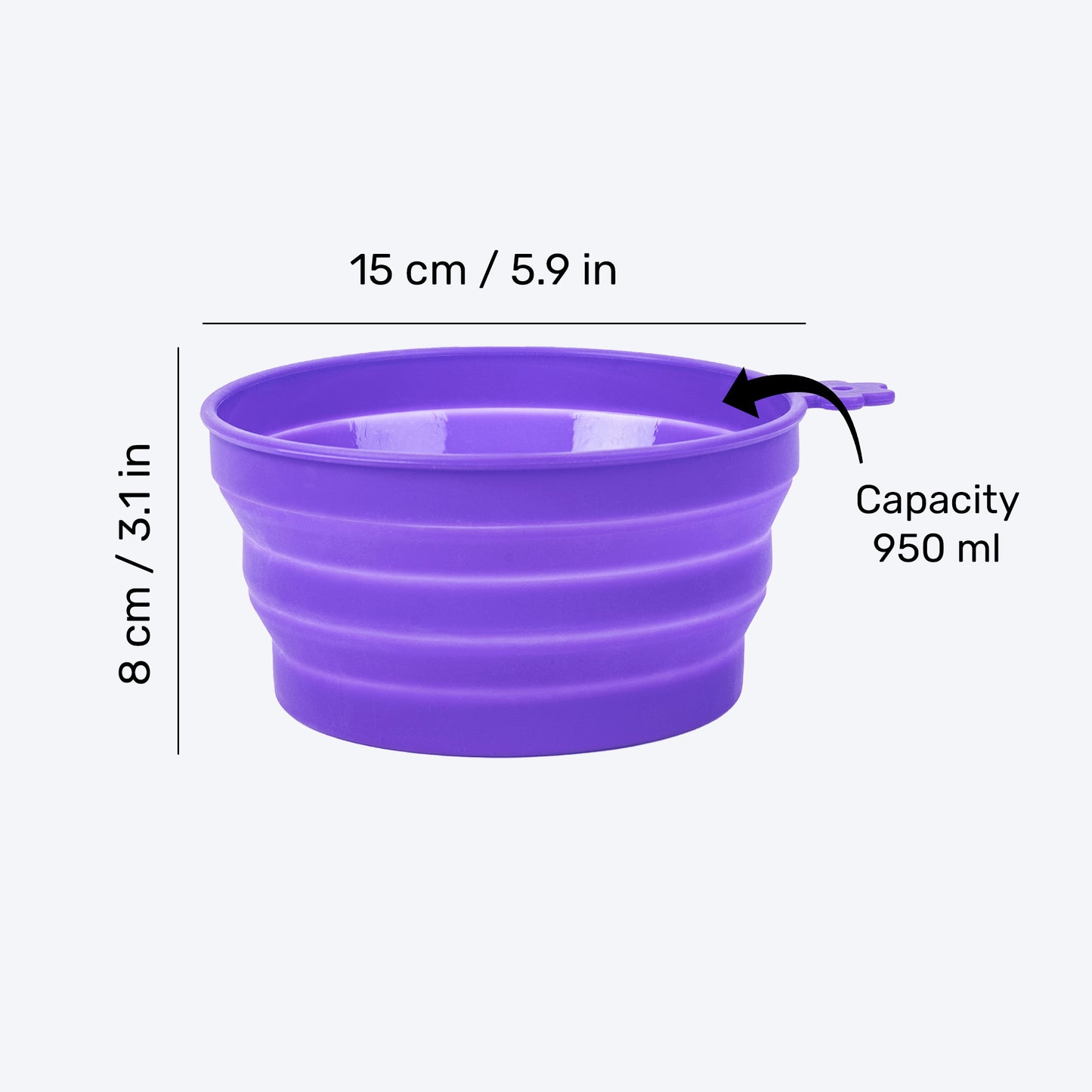 Dash Dog Collapsible Travel Bowl For Pets - Violet - Heads Up For Tails
