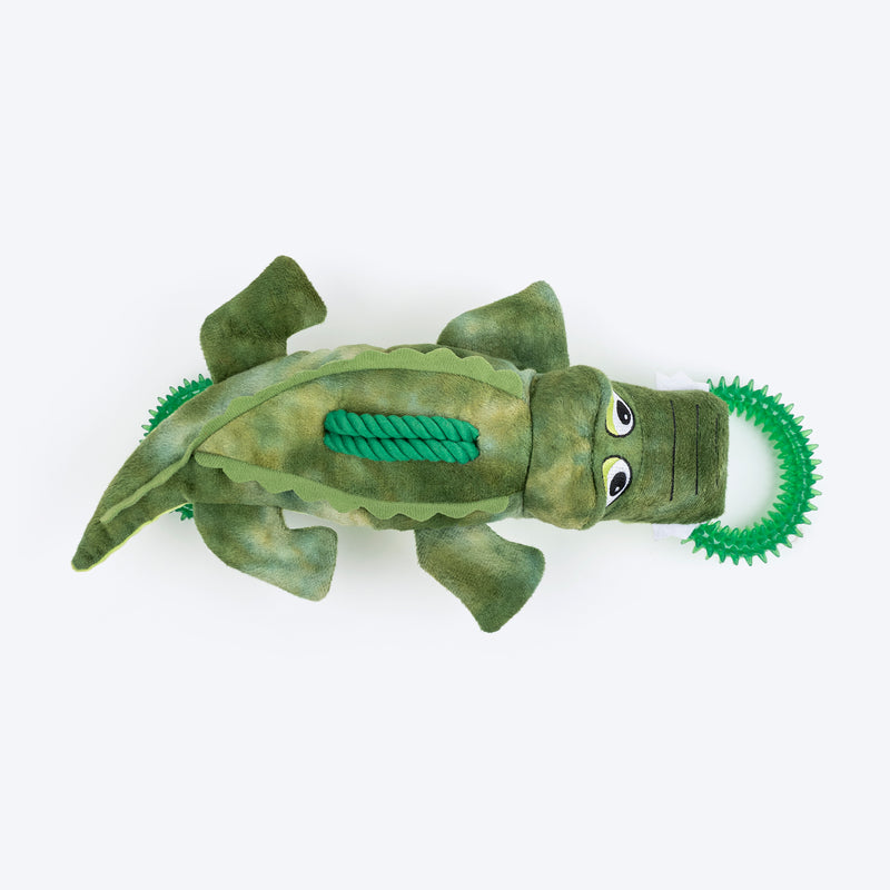 Dash Dog Crinkle Croc Squeaky Plush Toy For Dog - Green - Heads Up For Tails