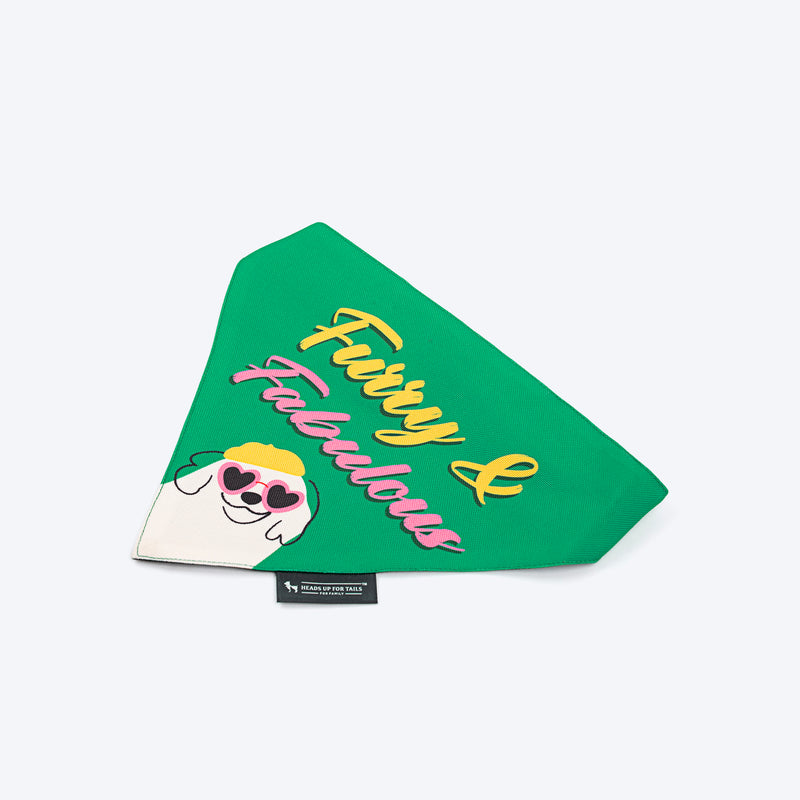 HUFT Furry & Fabulous Bandana For Dog - Green - Heads Up For Tails