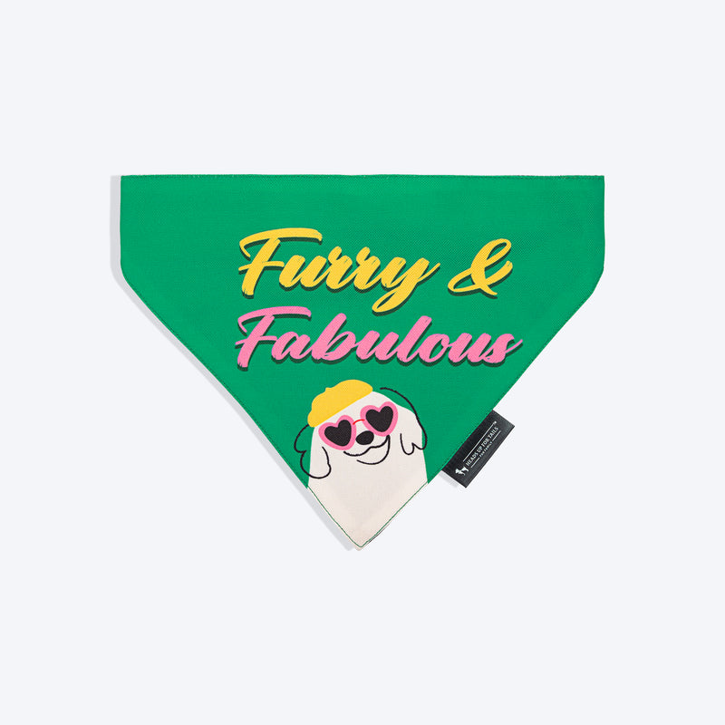 HUFT Furry & Fabulous Bandana For Dog - Green - Heads Up For Tails