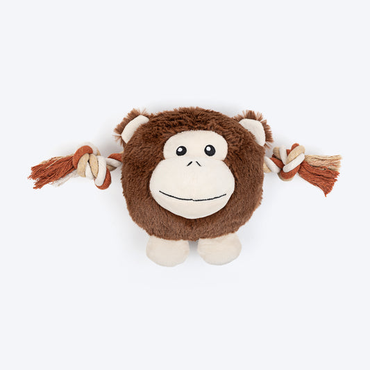 Dash Dog Cheeky Chimp Squeaky Plush Toy For Dog - Brown - Heads Up For Tails