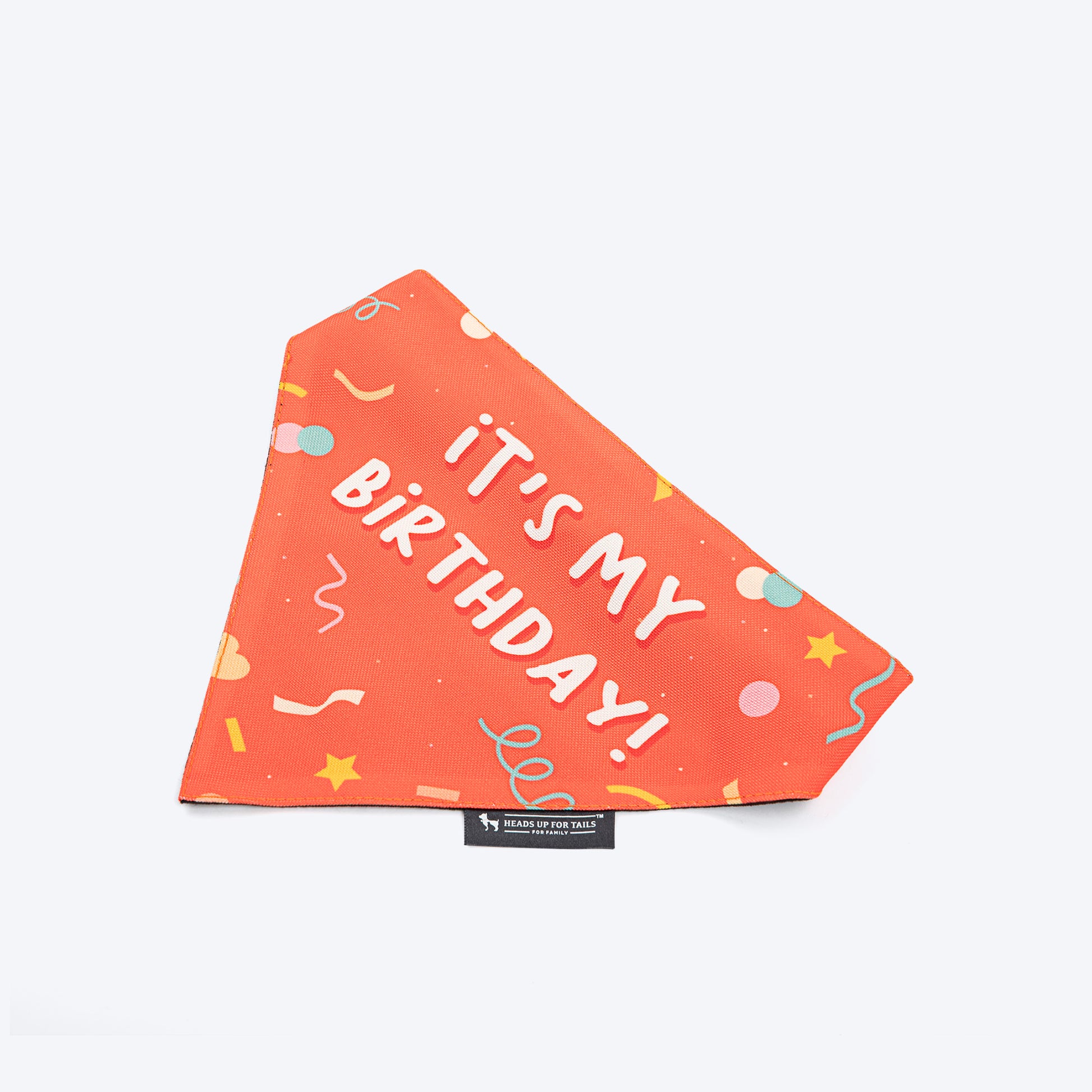 HUFT It's My Birthday Bandana For Dog - Orange - Heads Up For Tails