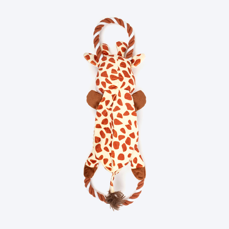 Dash Dog Stripy Giraffe Squeaky Plush Toy For Dog - Brown & Beige - Heads Up For Tails
