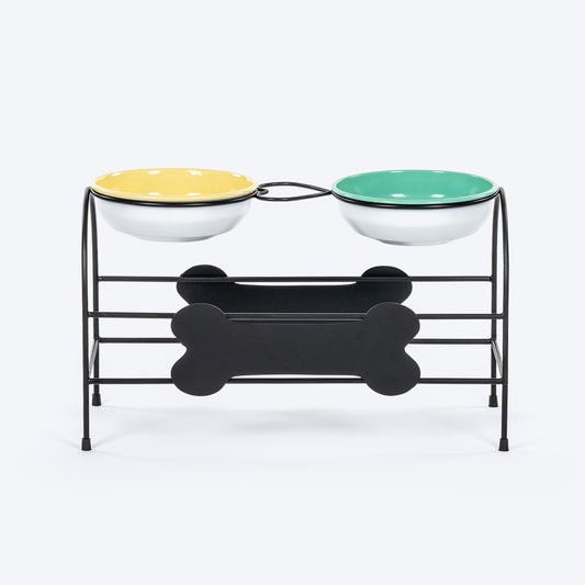 HUFT Pawlicious Double Diner For Dog - Multicolor - Heads Up For Tails