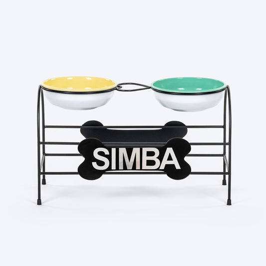 HUFT Personalised Pawlicious Double Diner For Dog - Multicolor - Heads Up For Tails