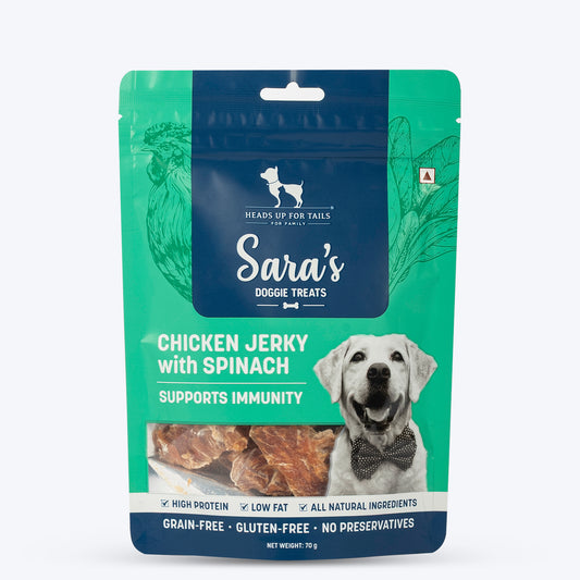 Sara's Chicken Jerky with Spinach Dog Treats Grain-Free 70g