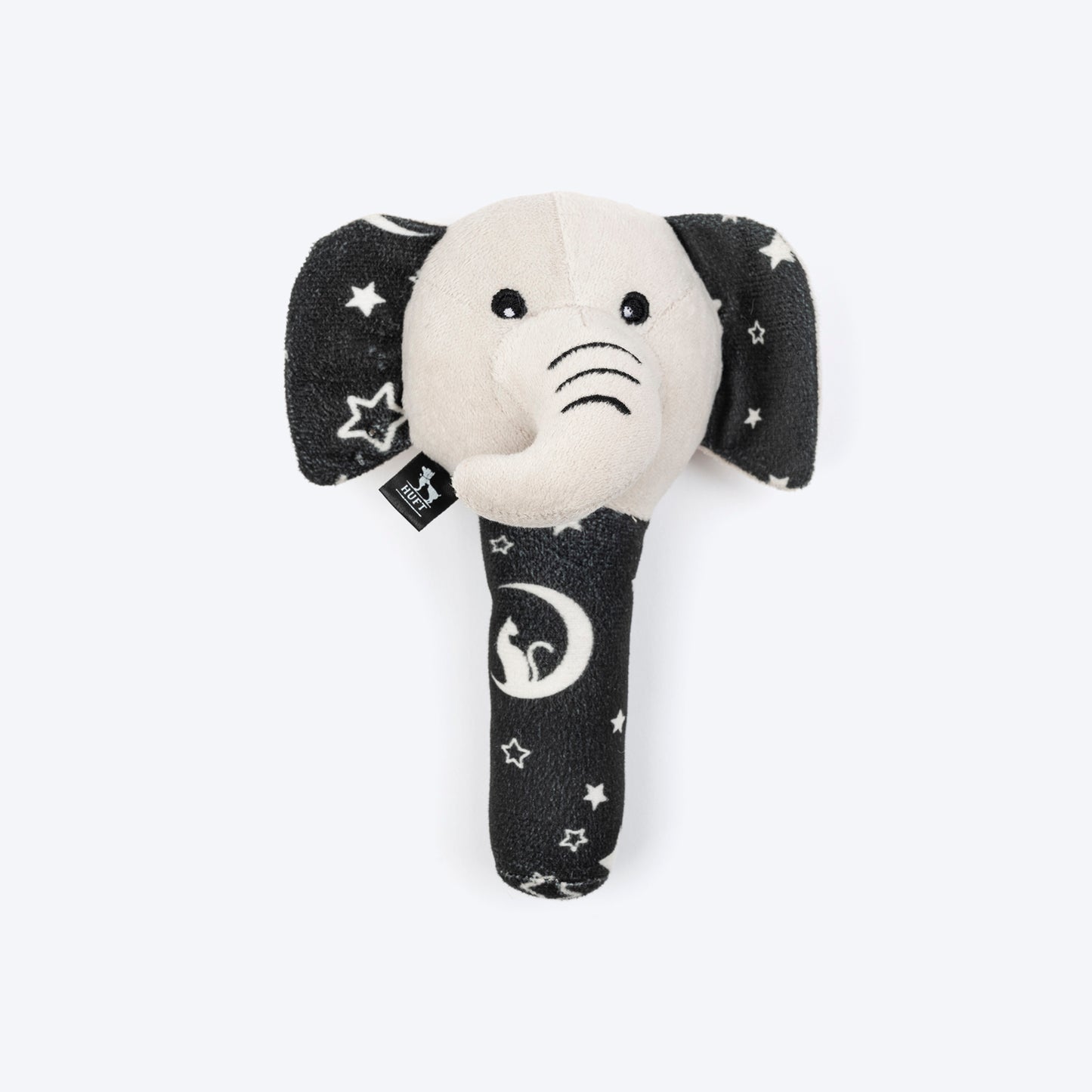 HUFT Crinkly Elly Squeaky Plush Toy For Small Dog - Black - Heads Up For Tails