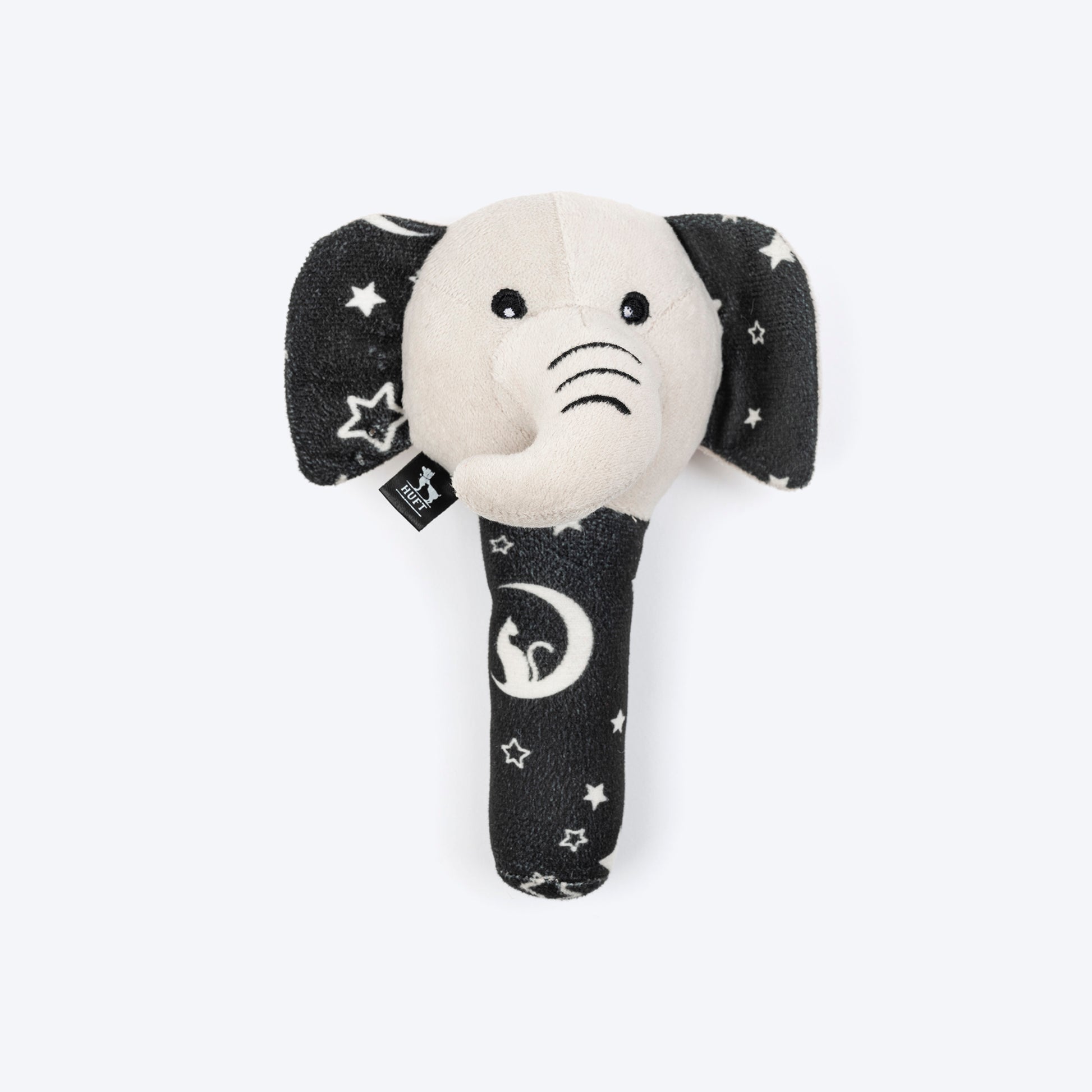 HUFT Crinkly Elly Squeaky Plush Toy For Small Dog - Black - Heads Up For Tails